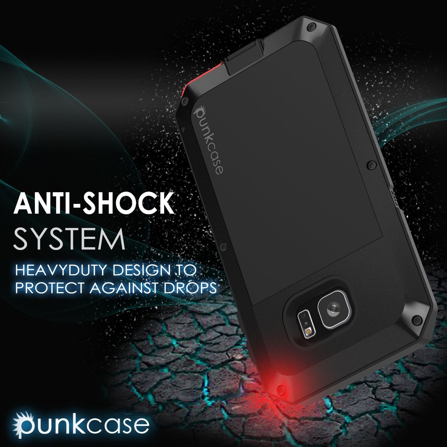 Galaxy S7 EDGE Case, PUNKcase Metallic Black Shockproof  Slim Metal Armor Case