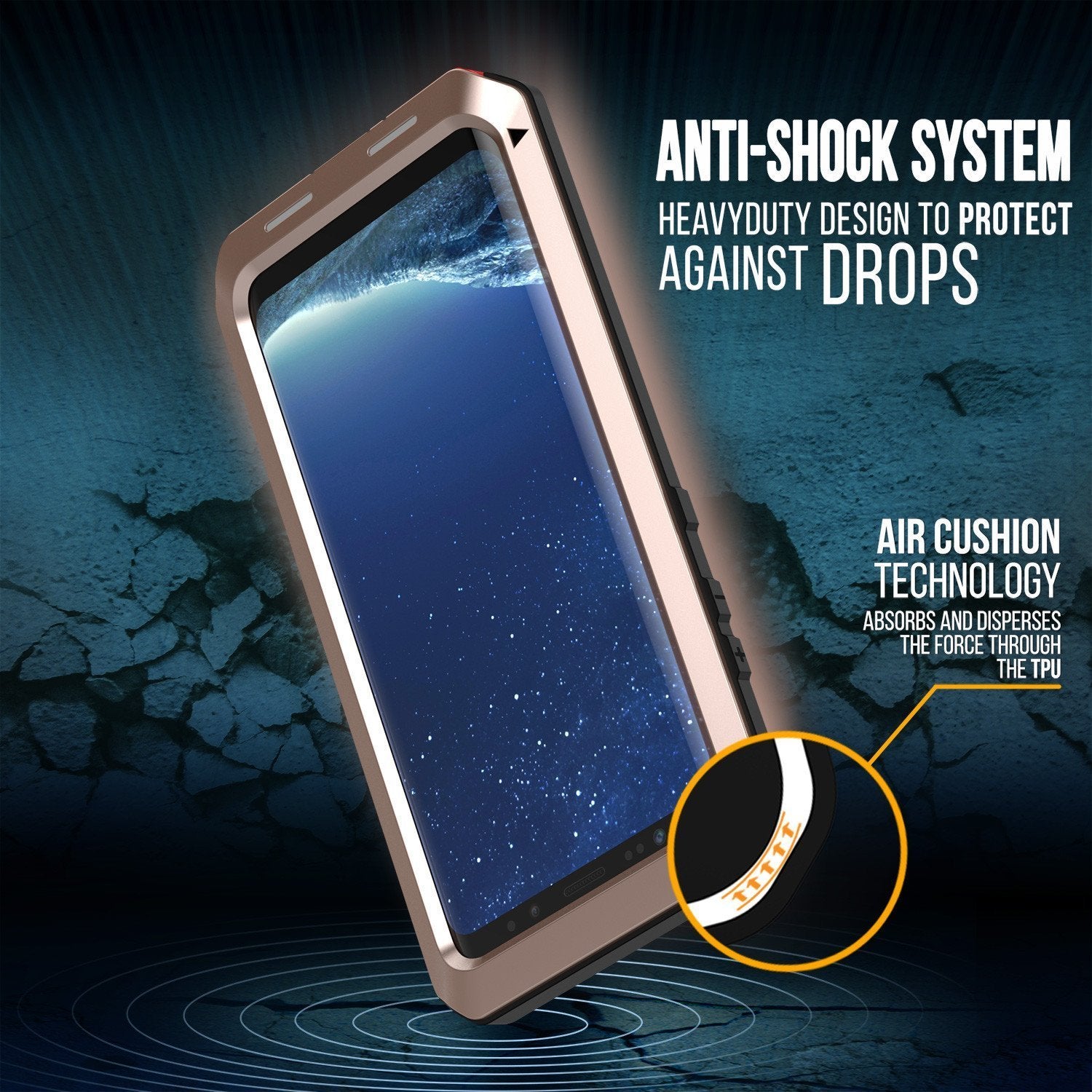 Galaxy Note 8  Case, Punkcase Metallic Gold W/ Tempered Glass Screen