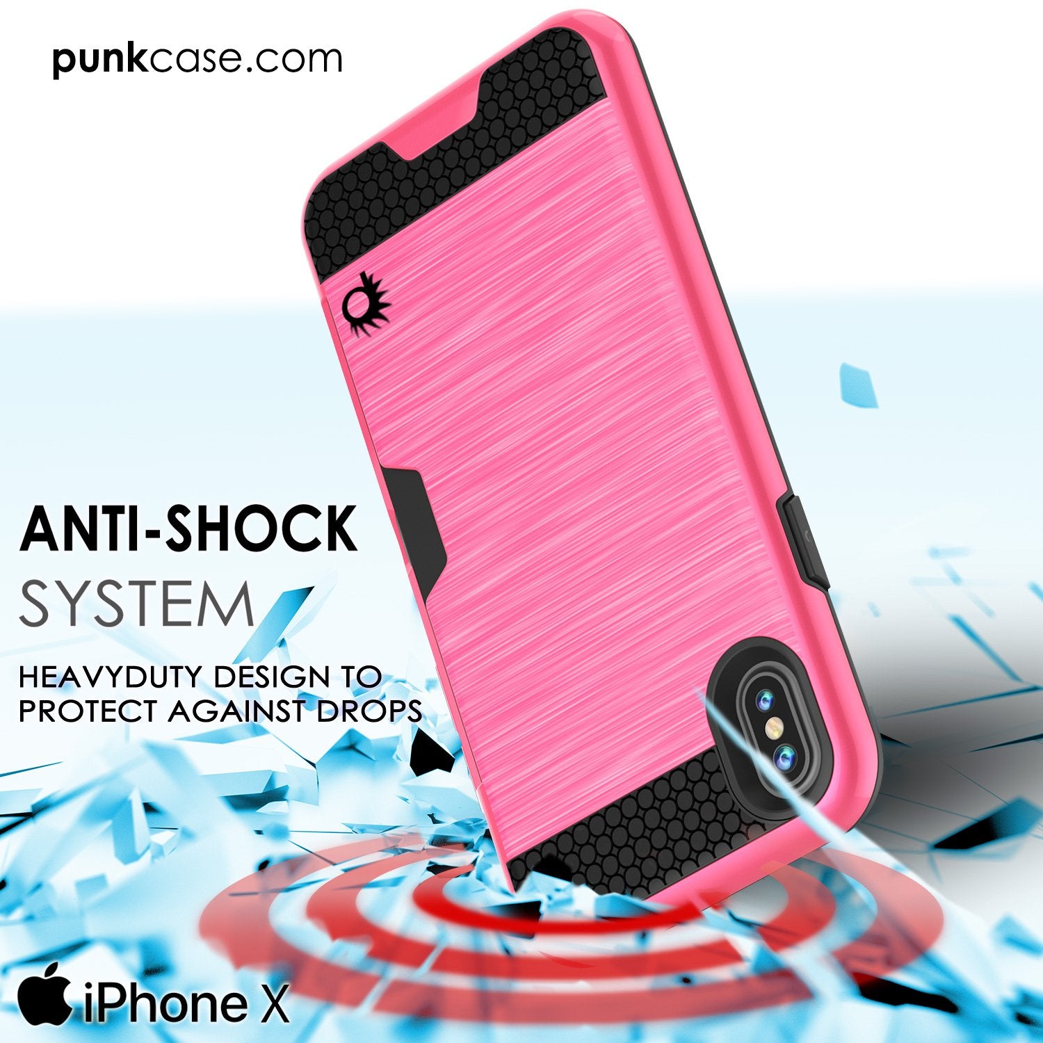 iPhone X Case, Punkcase [SLOT Series] Slim Fit Dual-Layer Cover [Pink]