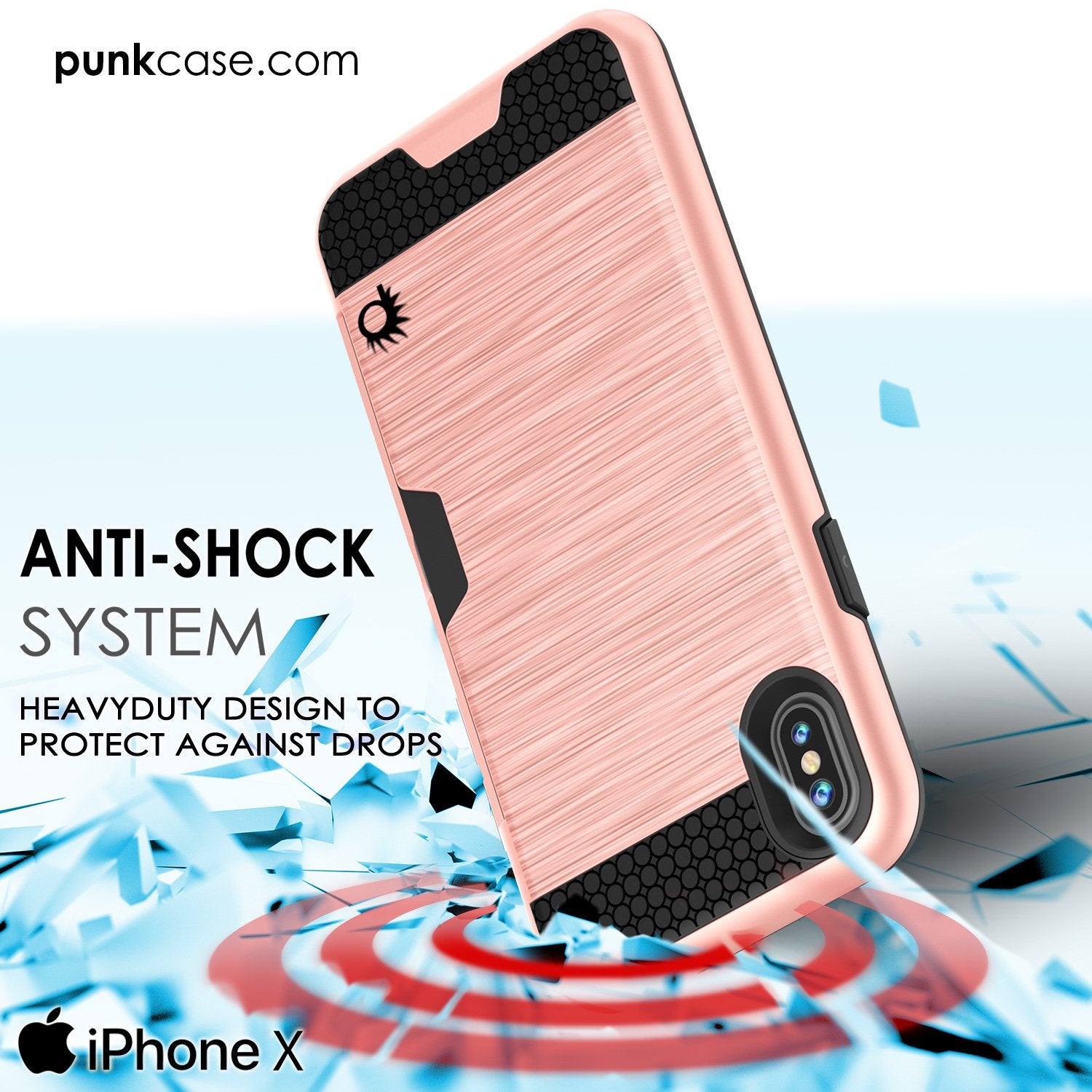 iPhone X Punkcase Slot Series Slim Fit Dual-Layer Cover [Rose Gold]