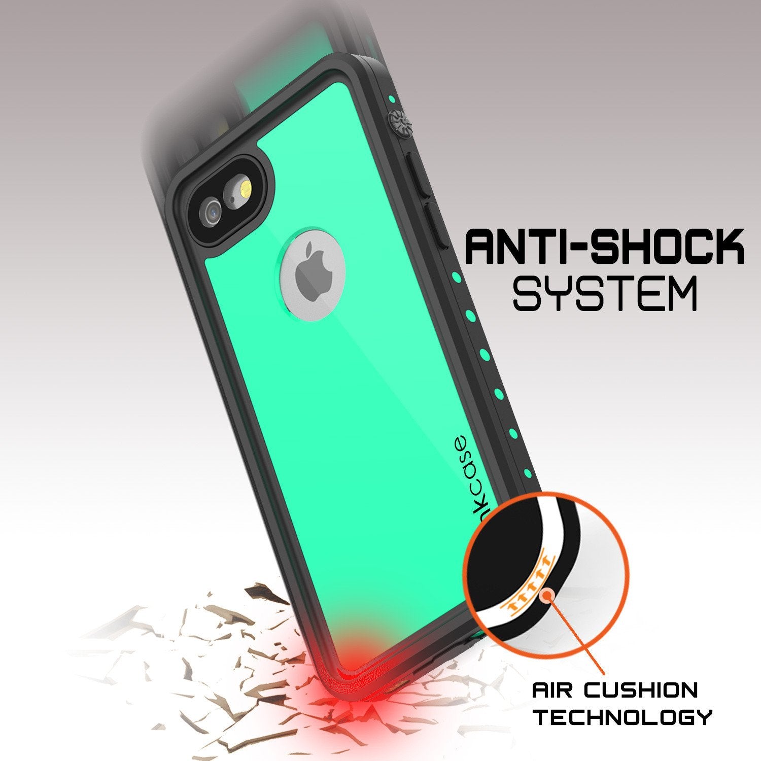 iPhone 7 Waterproof Case, Punkcase [Teal] [StudStar Series] [Slim Fit] [IP68 Certified] [Shockproof] [Dirtproof] [Snowproof] Armor Cover for Apple iPhone 7 & 7s