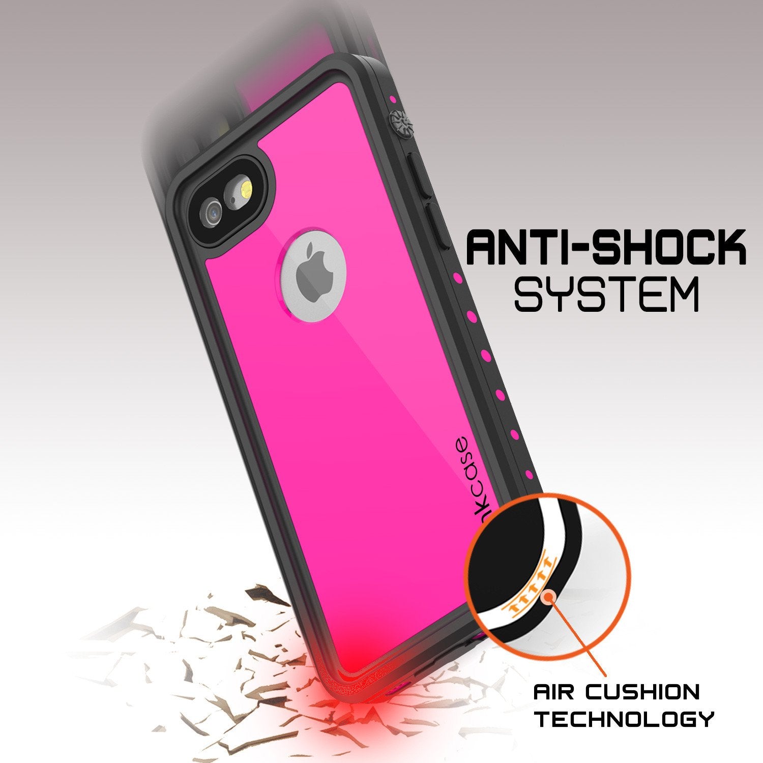 iPhone 7 Waterproof Case, Punkcase [Pink] [StudStar Series] [Slim Fit] [IP68 Certified] [Shockproof] [Dirtproof] [Snowproof] Armor Cover for Apple iPhone 7 & 7s