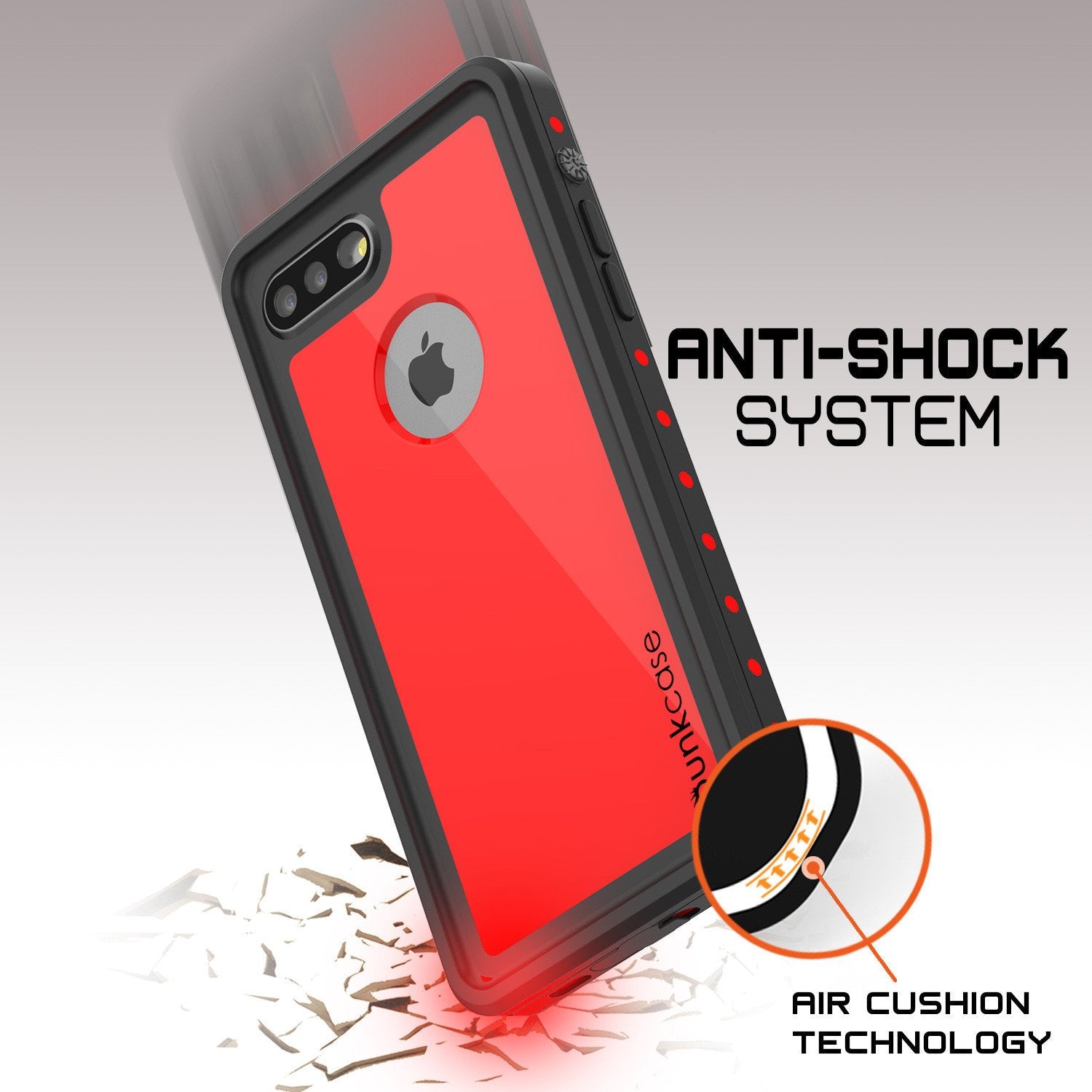 iPhone 7s Plus Waterproof Case, Punkcase [Red] [StudStar Series] [Slim Fit] [IP68 Certified] [Shockproof] [Dirtproof] [Snowproof] Armor Cover for Apple iPhone 7 Plus & 7s +