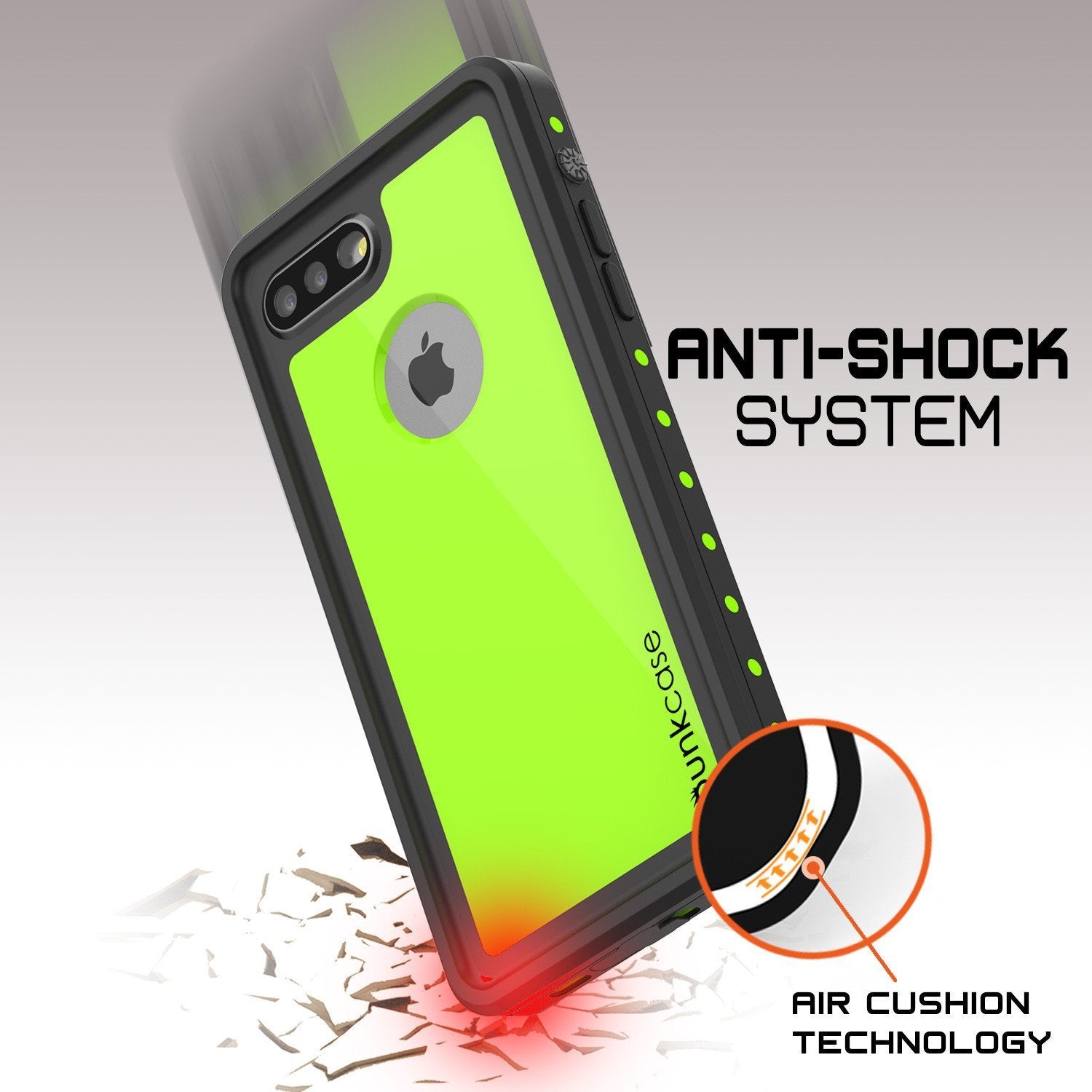 iPhone 8+ Plus Waterproof IP68 Case, Punkcase [Light Green] [StudStar Series] [Slim Fit] [Dirtproof]