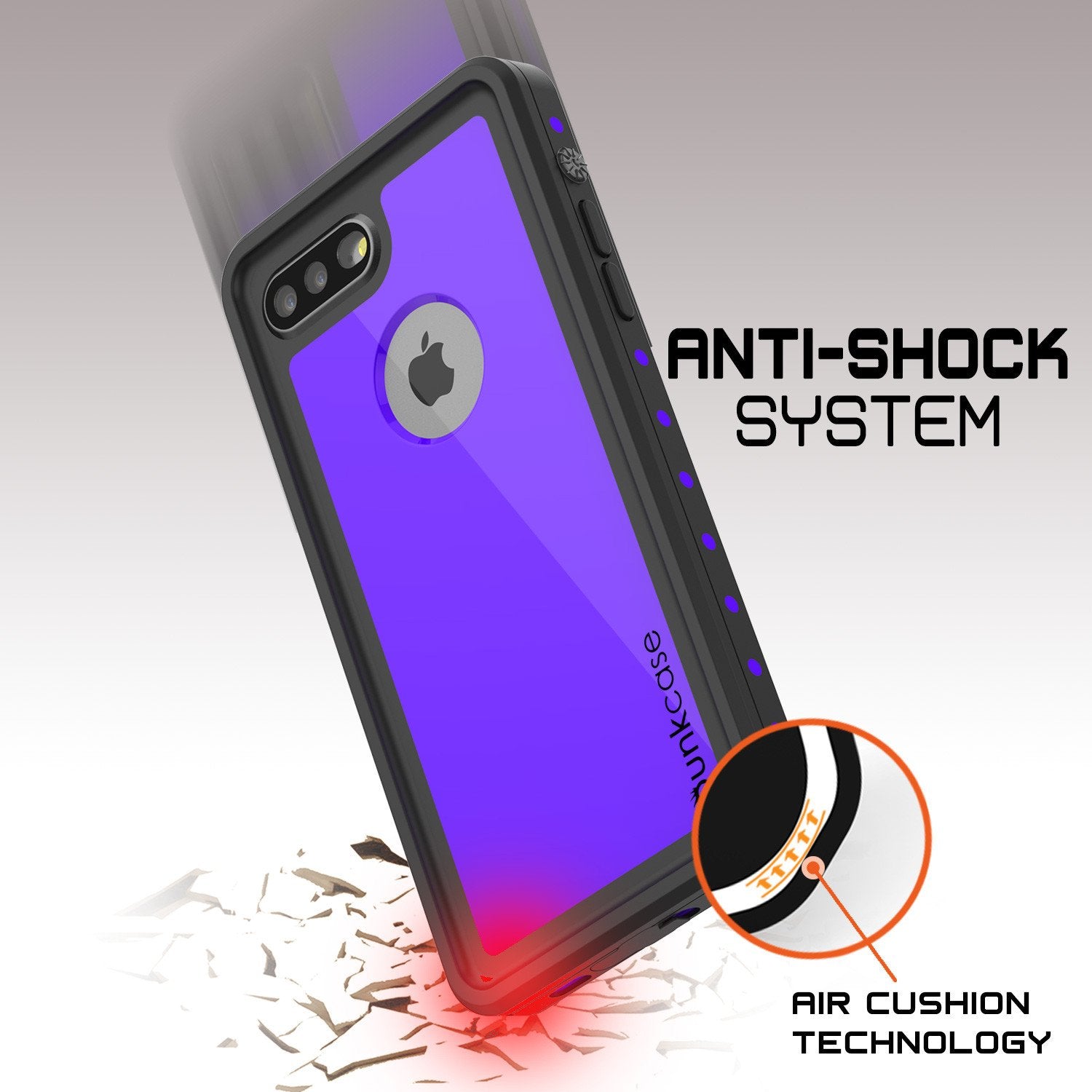 iPhone 7+ Plus Waterproof IP68 Case, Punkcase [Puple] [StudStar Series] [Slim Fit] [Dirtproof]