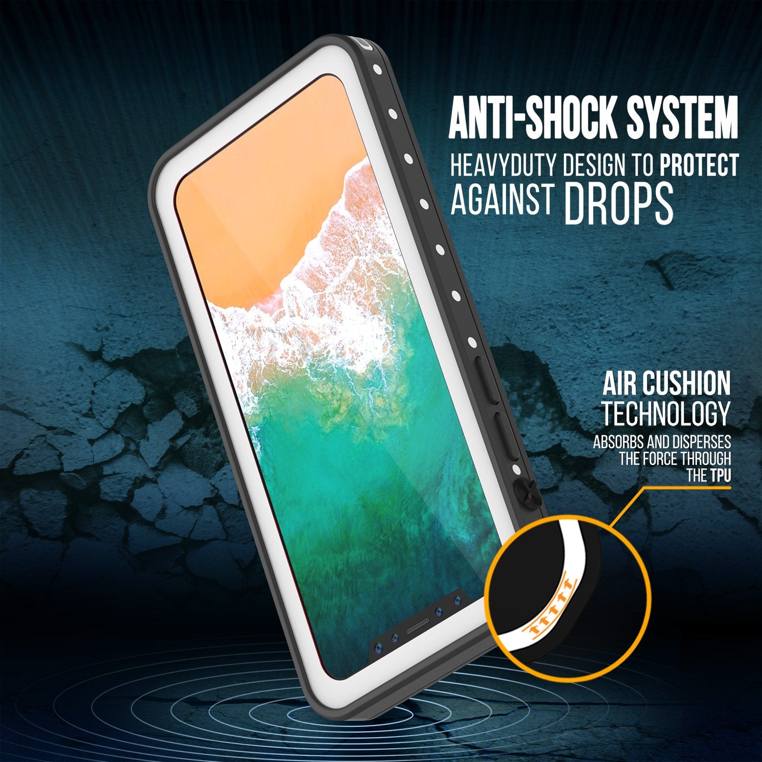 iiPhone X Plus Waterproof Case, Punkcase StudStar Series Cover [White]