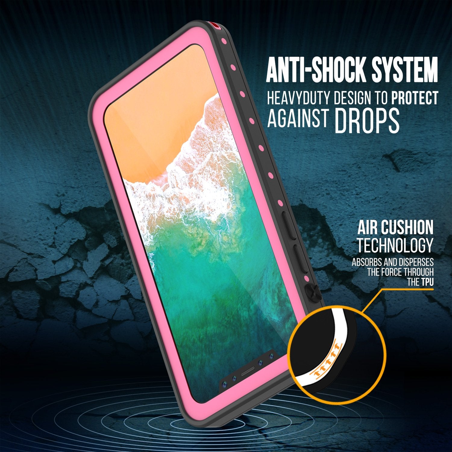 iPhone X Plus Waterproof Case, Punkcase StudStar Series Cover [Pink]
