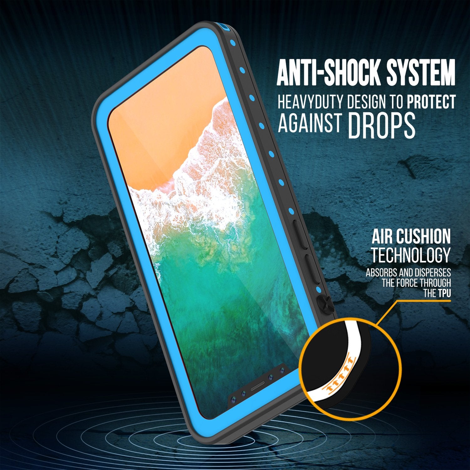 iPhone X Plus Waterproof Punkcase StudStar Series Cover [Light Blue]
