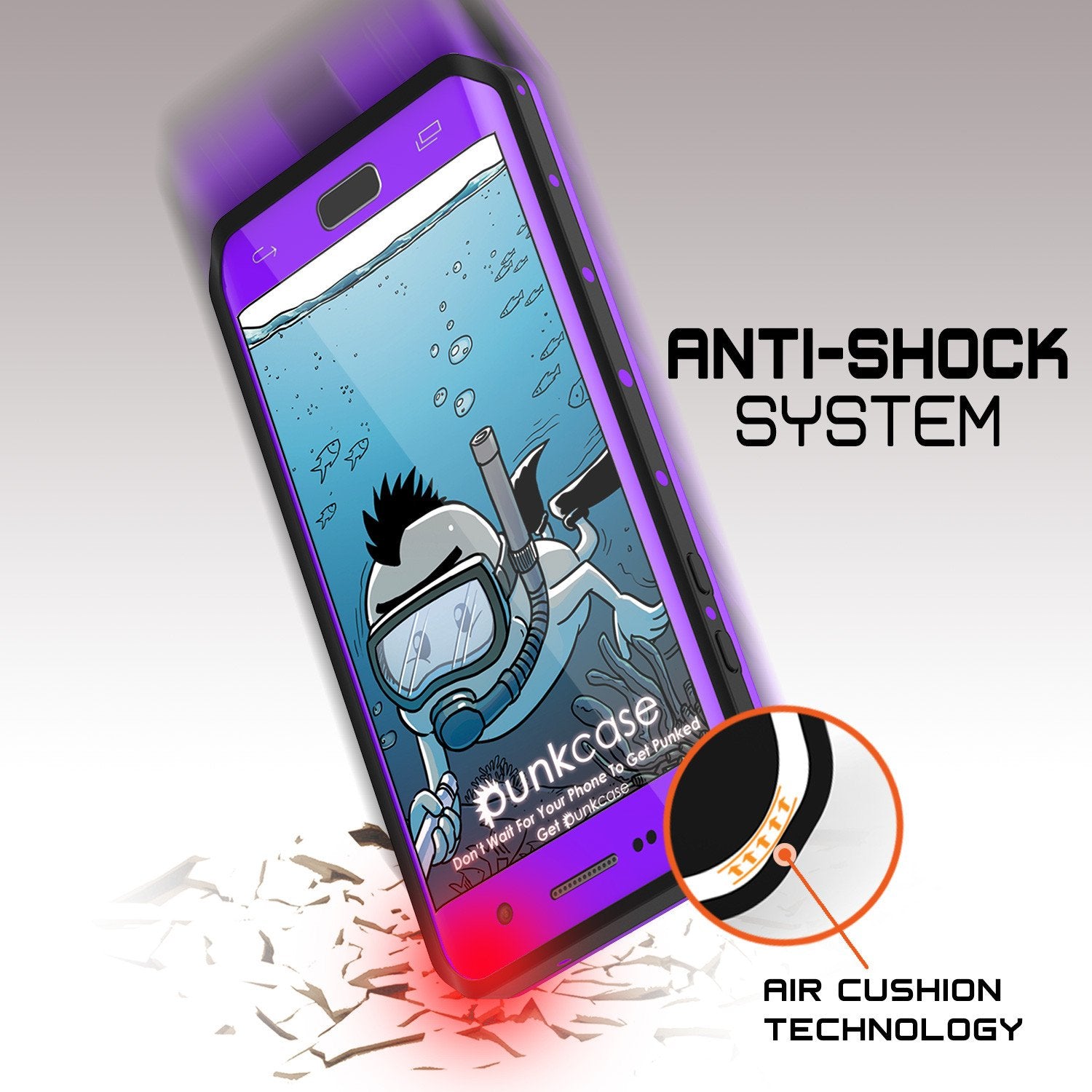 Galaxy S7 EDGE Waterproof Case PunkCase StudStar Purple Thin 6.6ft Underwater IP68 Shock/Snow Proof