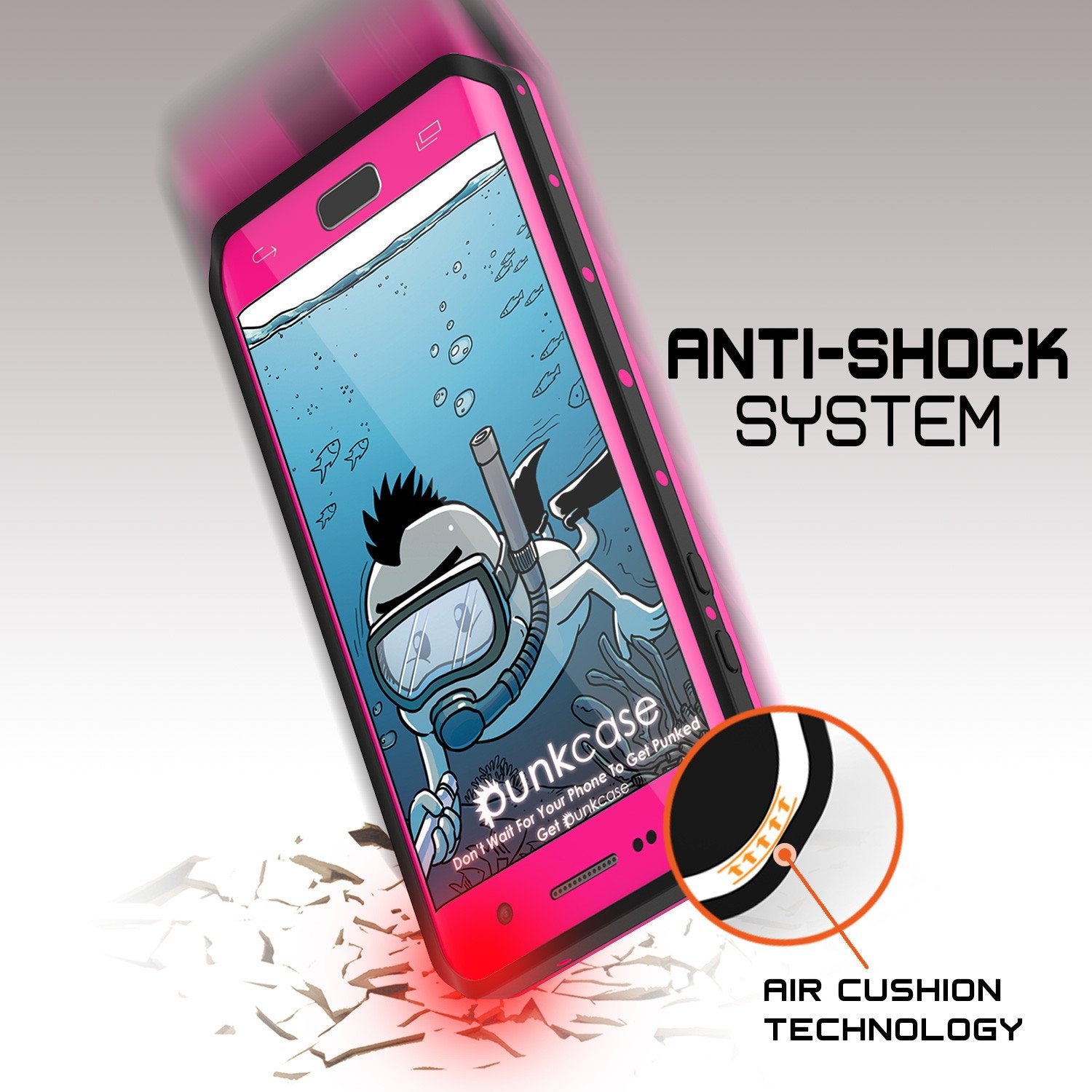 Galaxy S7 EDGE Waterproof Case PunkCase StudStar Pink Thin 6.6ft Underwater IP68 Shock/Snow Proof