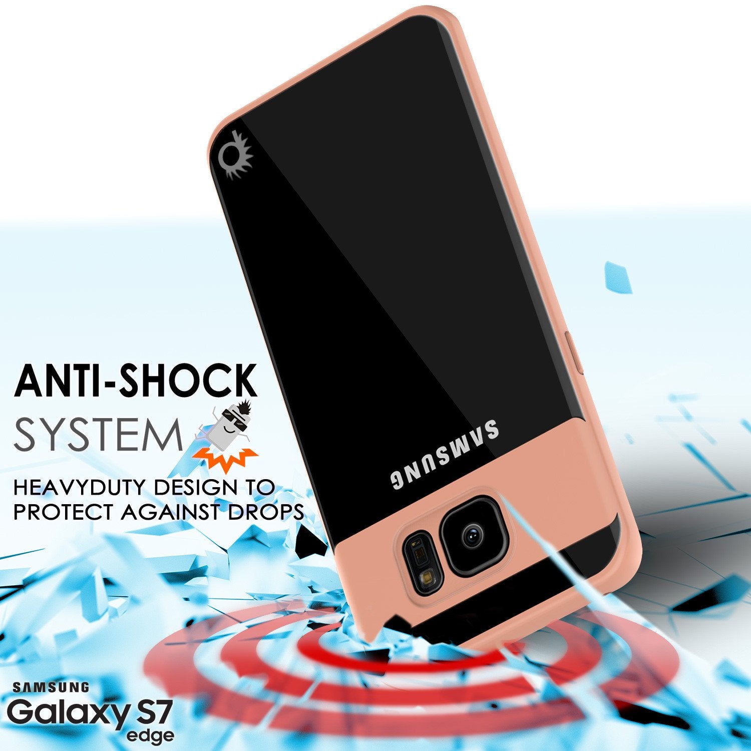 Galaxy S7 Edge Case [MASK Series] [PINK] Full Body Hybrid Dual Layer TPU Cover W/ Protective PUNKSHIELD Screen Protector