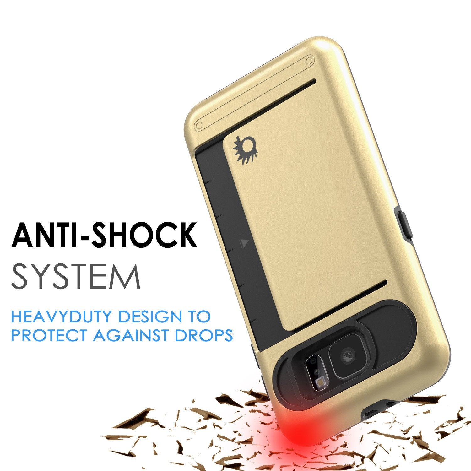 Galaxy s6 Case PunkCase CLUTCH Gold Series Slim Armor Soft Cover Case w/ Tempered Glass