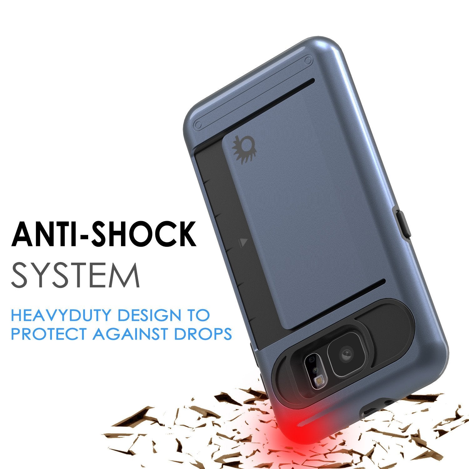 Galaxy s6 Case PunkCase CLUTCH Navy Series Slim Armor Soft Cover Case w/ Tempered Glass