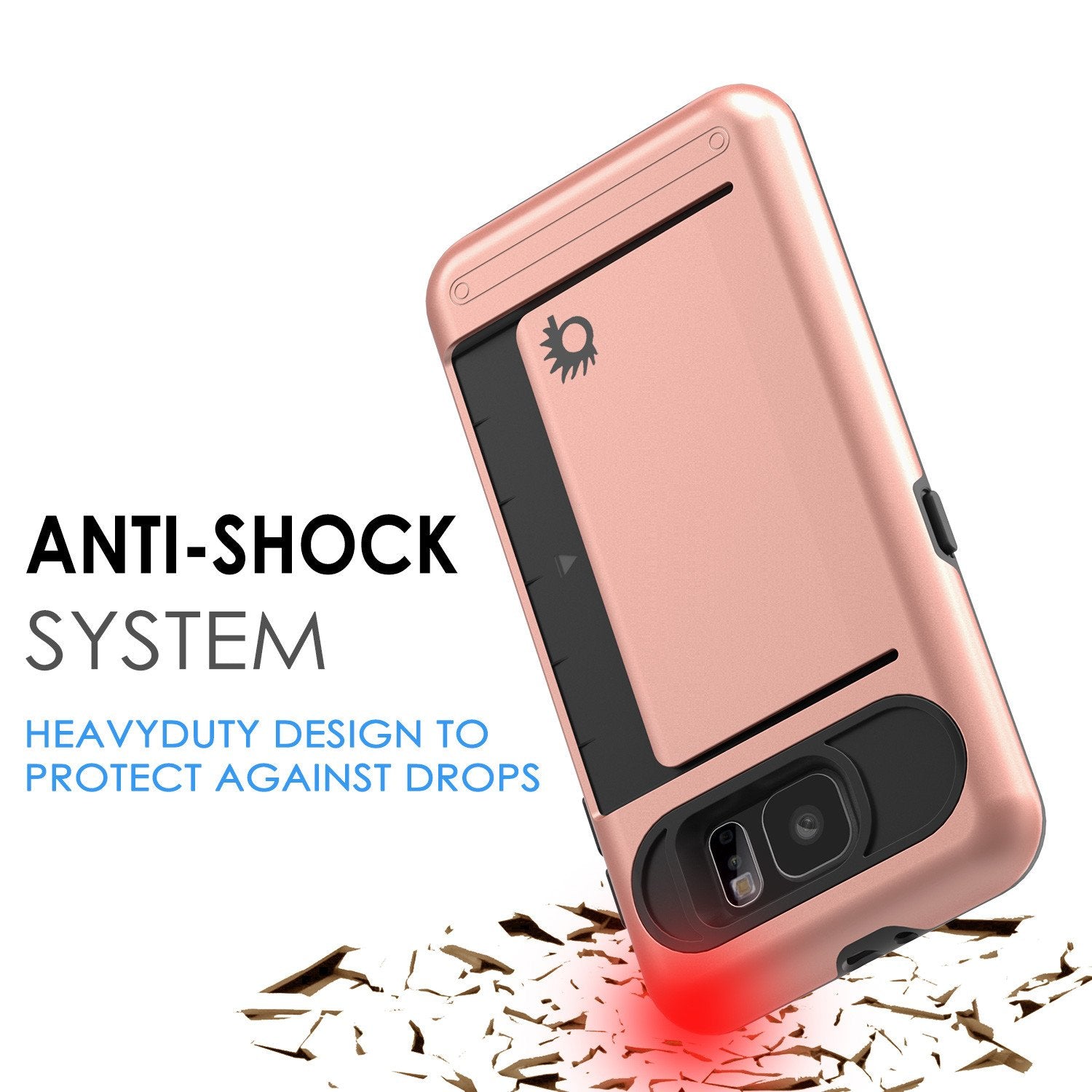 Galaxy s6 Case PunkCase CLUTCH Rose Gold Series Slim Armor Soft Cover Case w/ Tempered Glass