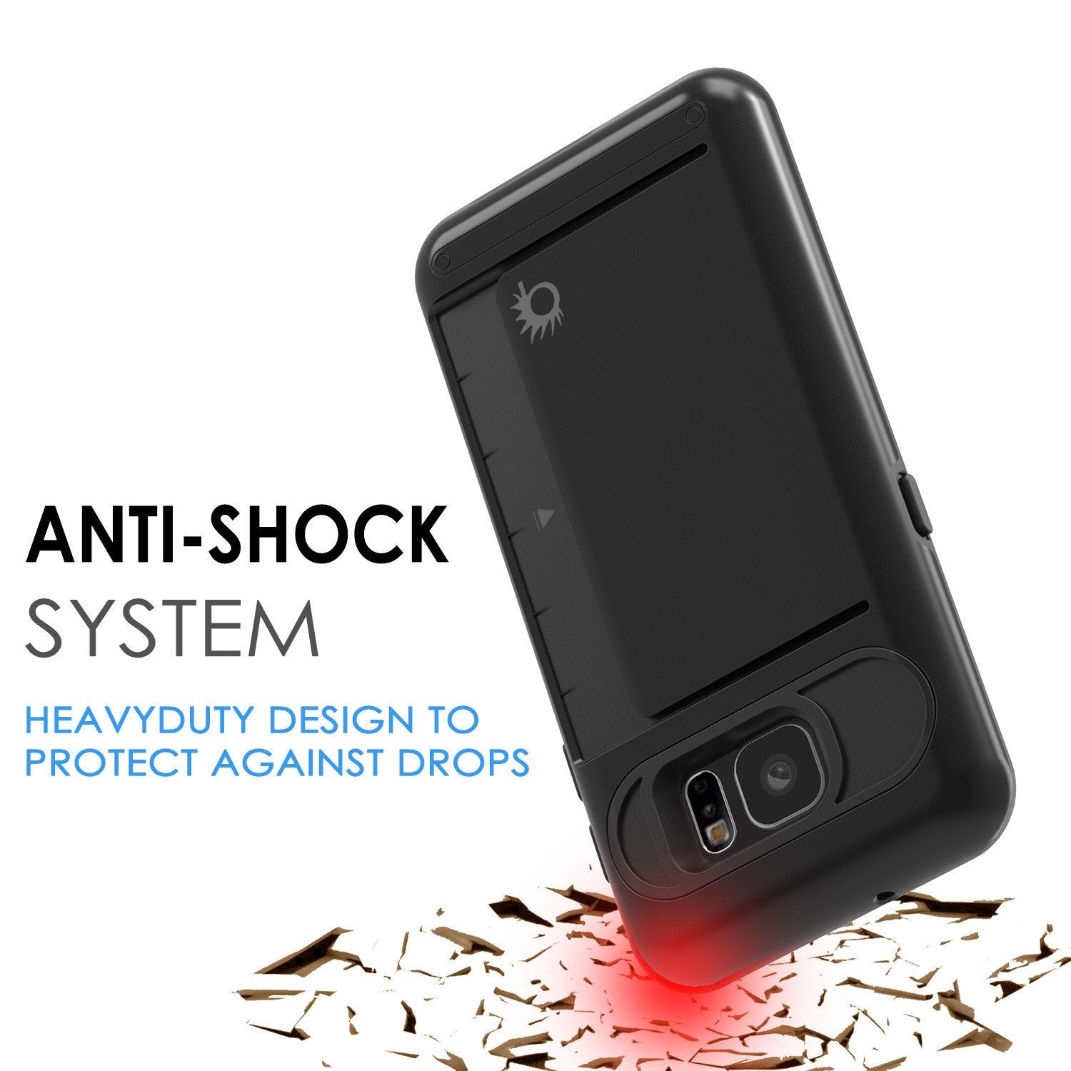 Galaxy S7 EDGE Case PunkCase CLUTCH Black Series Slim Armor Soft Cover Case w/ Screen Protector