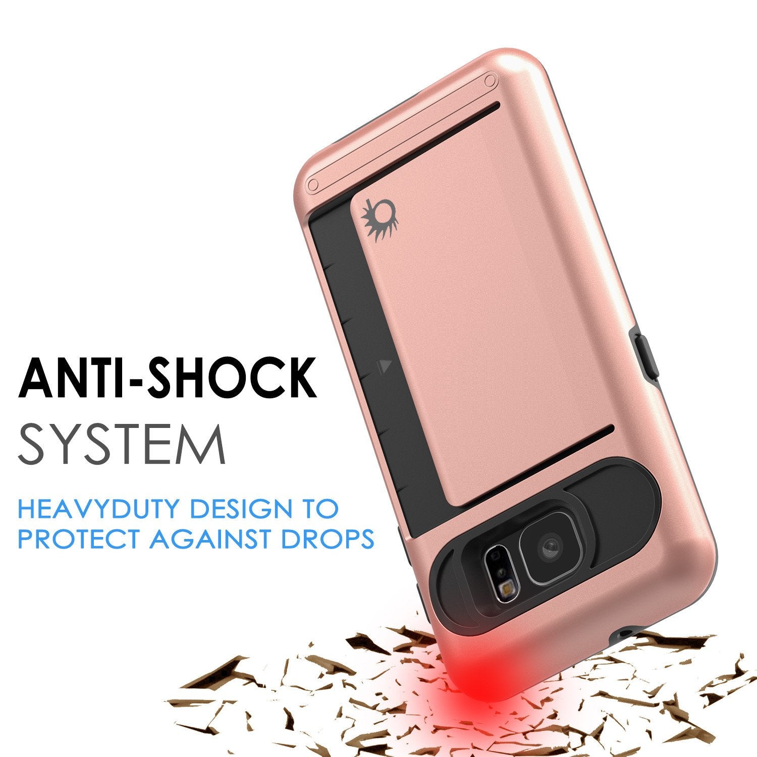 Galaxy s7 Case PunkCase CLUTCH Rose Gold Series Slim Armor Soft Cover Case w/ Tempered Glass