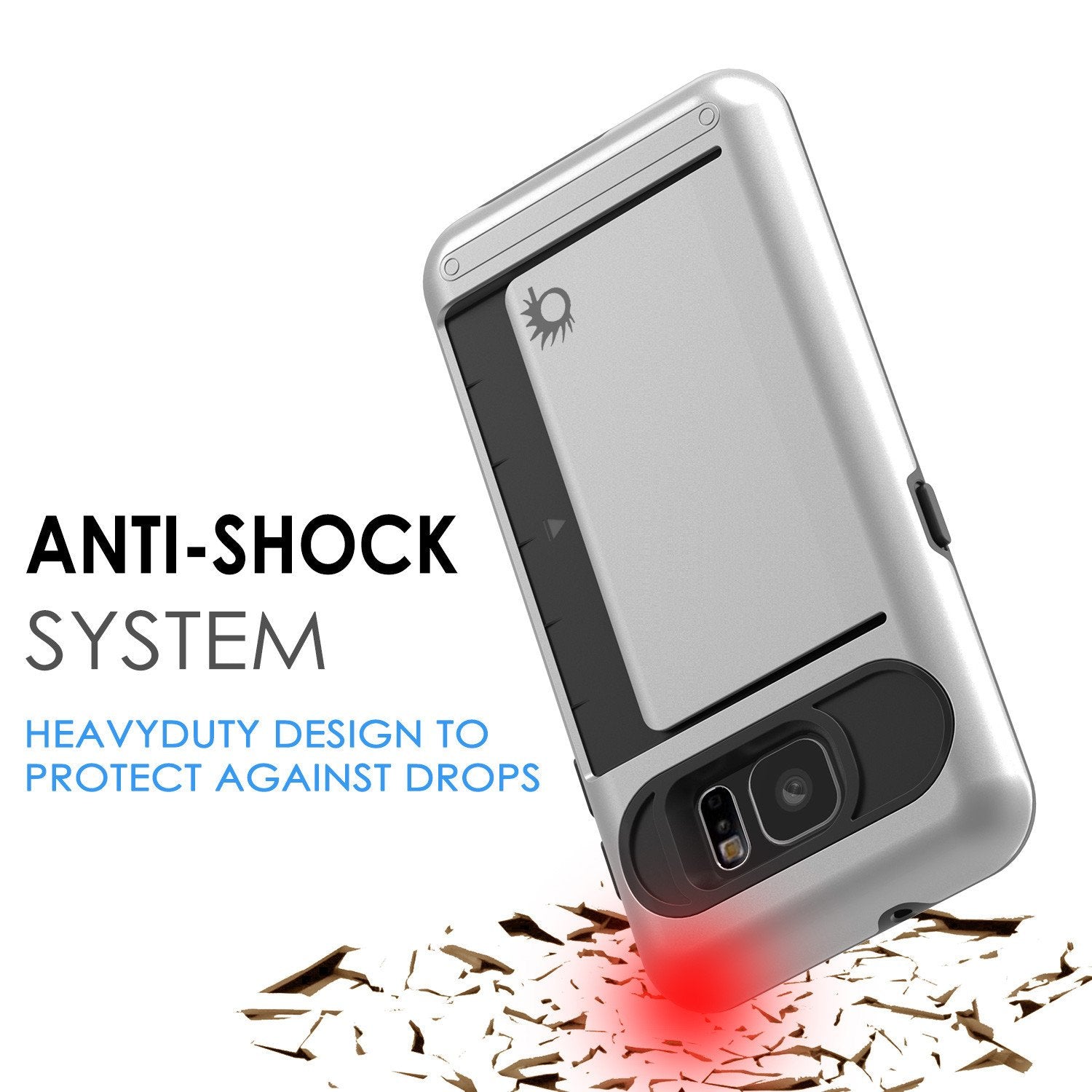 Galaxy S7 EDGE Case PunkCase CLUTCH Silver Series Slim Armor Soft Cover Case w/ Screen Protector