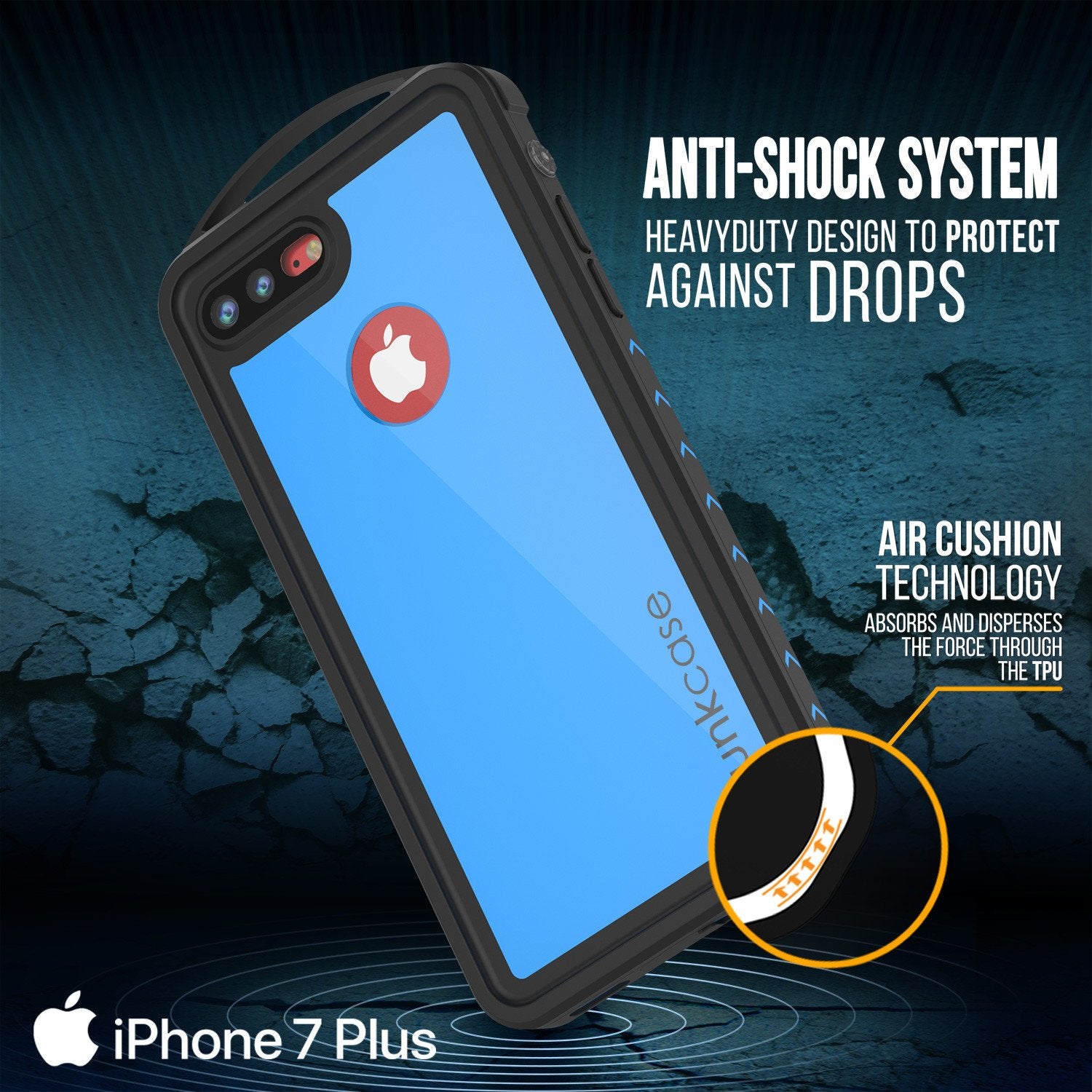 iPhone 7+ Plus Waterproof Case, Punkcase ALPINE Series, Light Blue | Heavy Duty Armor Cover