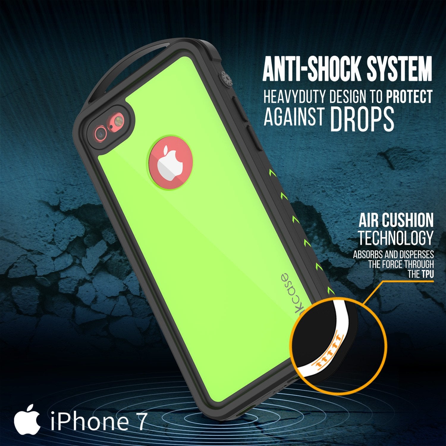 iPhone 7 Waterproof Case, Punkcase ALPINE Series, Light Green | Heavy Duty Armor Cover
