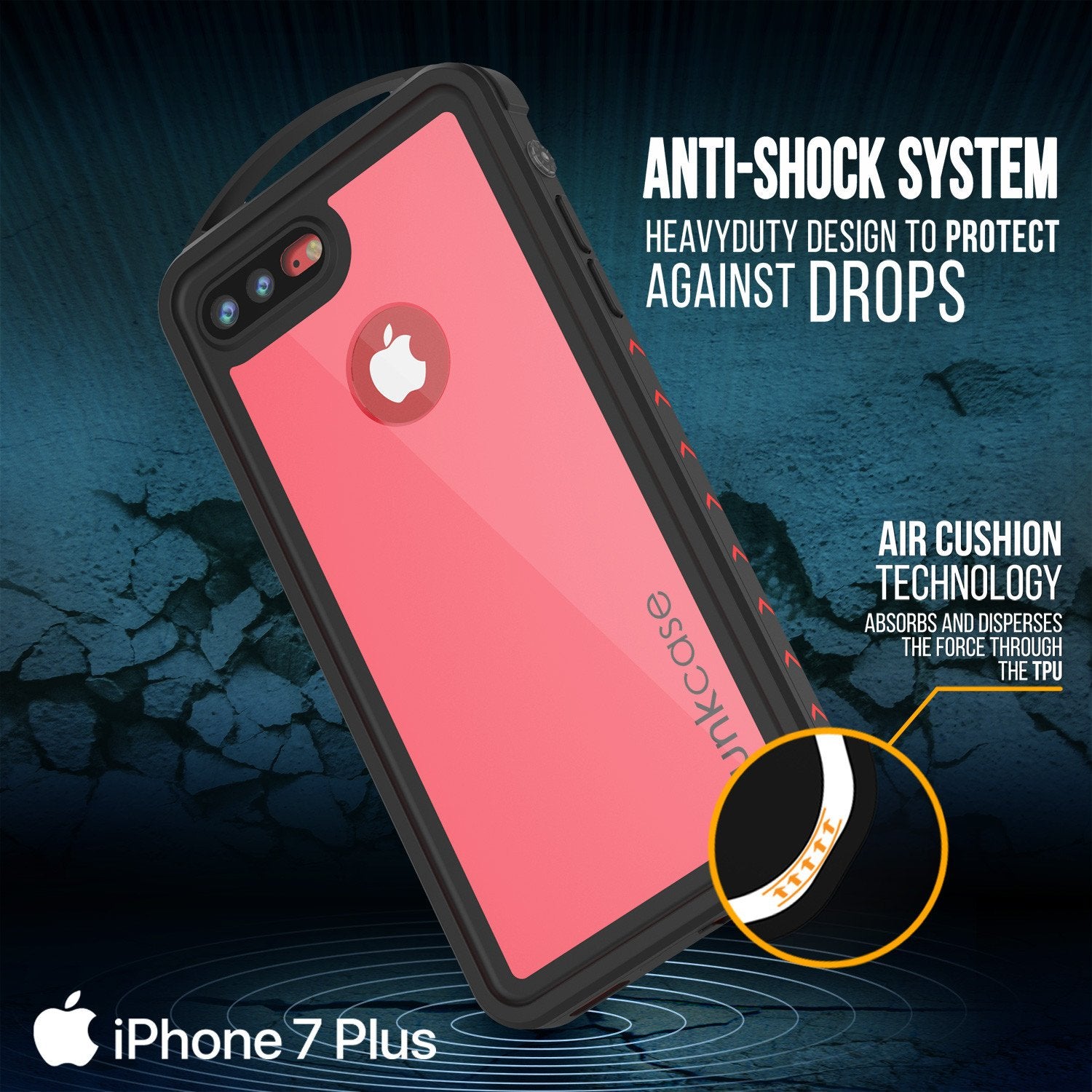 iPhone 7+ Plus Waterproof Case, Punkcase ALPINE Series, Pink | Heavy Duty Armor Cover
