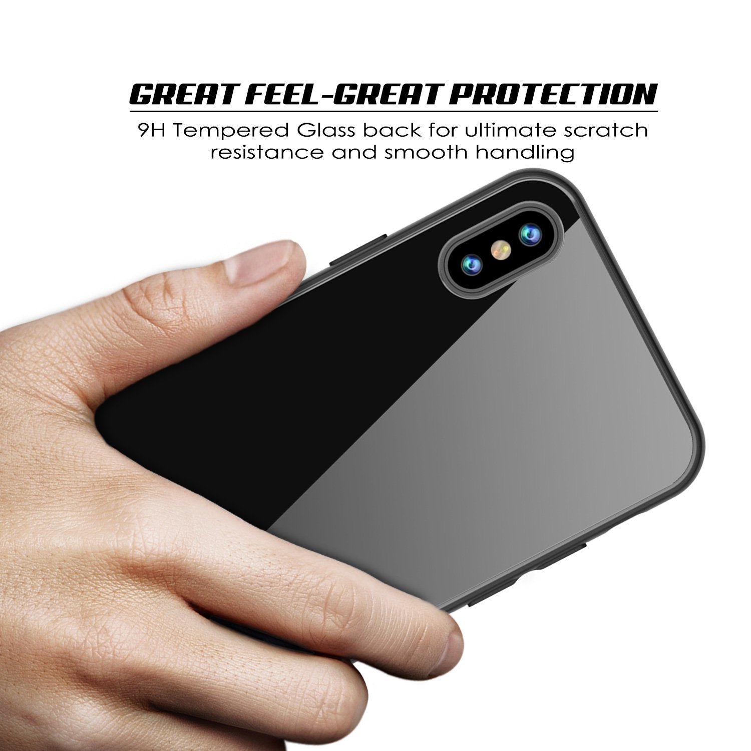 iPhone X Case, Punkcase GlassShield Ultra Thin Protectiv Cover, Black