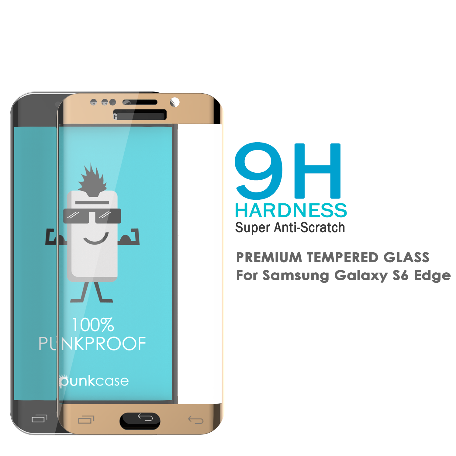 Galaxy S7 Edge Gold Punkcase Glass SHIELD Tempered Glass Screen Protector 0.33mm Thick 9H Glass