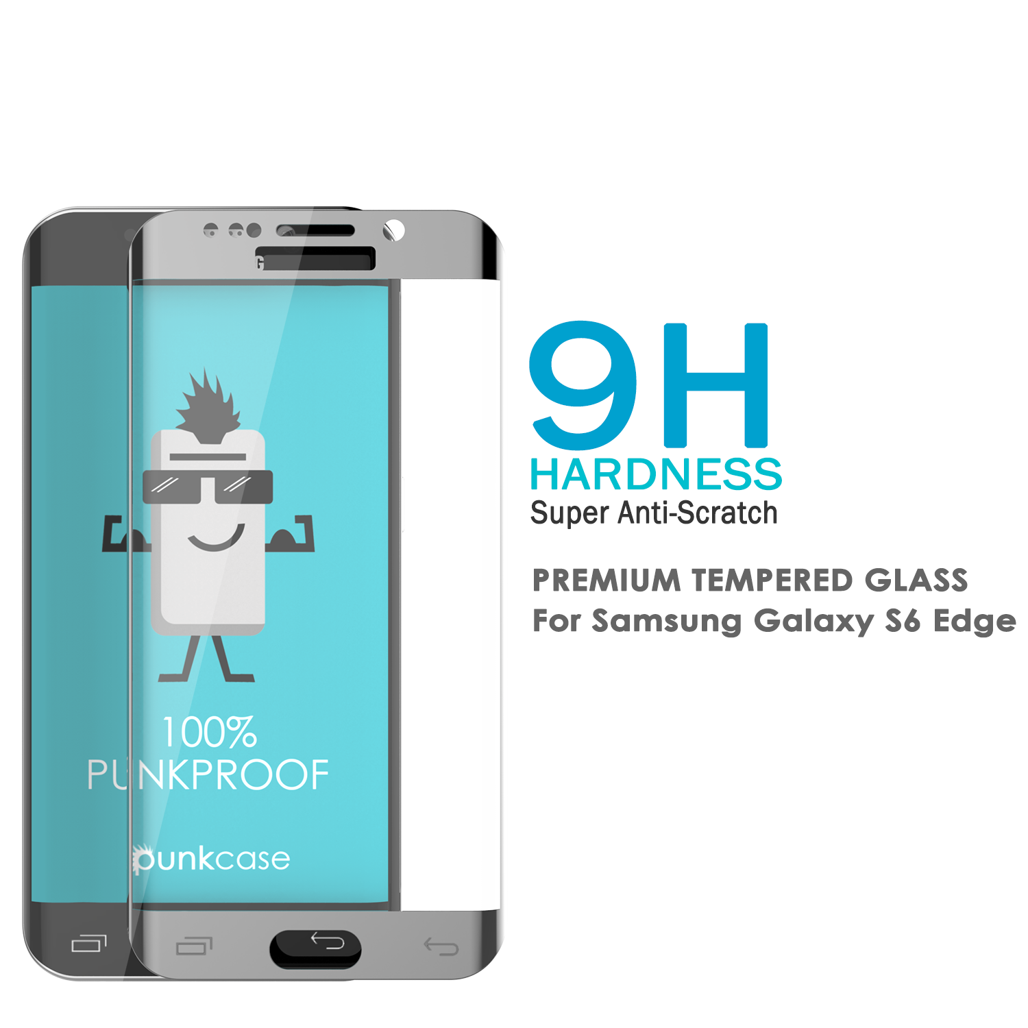 Galaxy S6 Edge Silver Punkcase Glass SHIELD Tempered Glass Screen Protector 0.33mm Thick 9H Glass