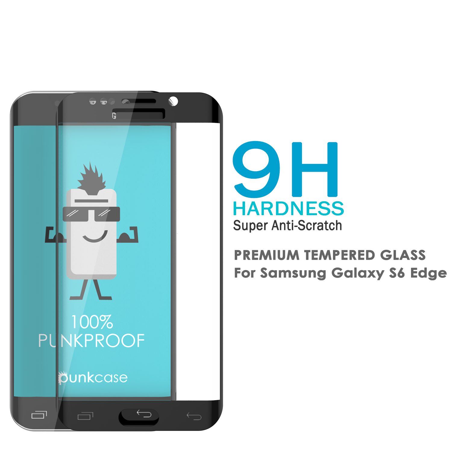 Galaxy S6 Edge Black Punkcase Glass SHIELD Tempered Glass Screen Protector 0.33mm Thick 9H Glass