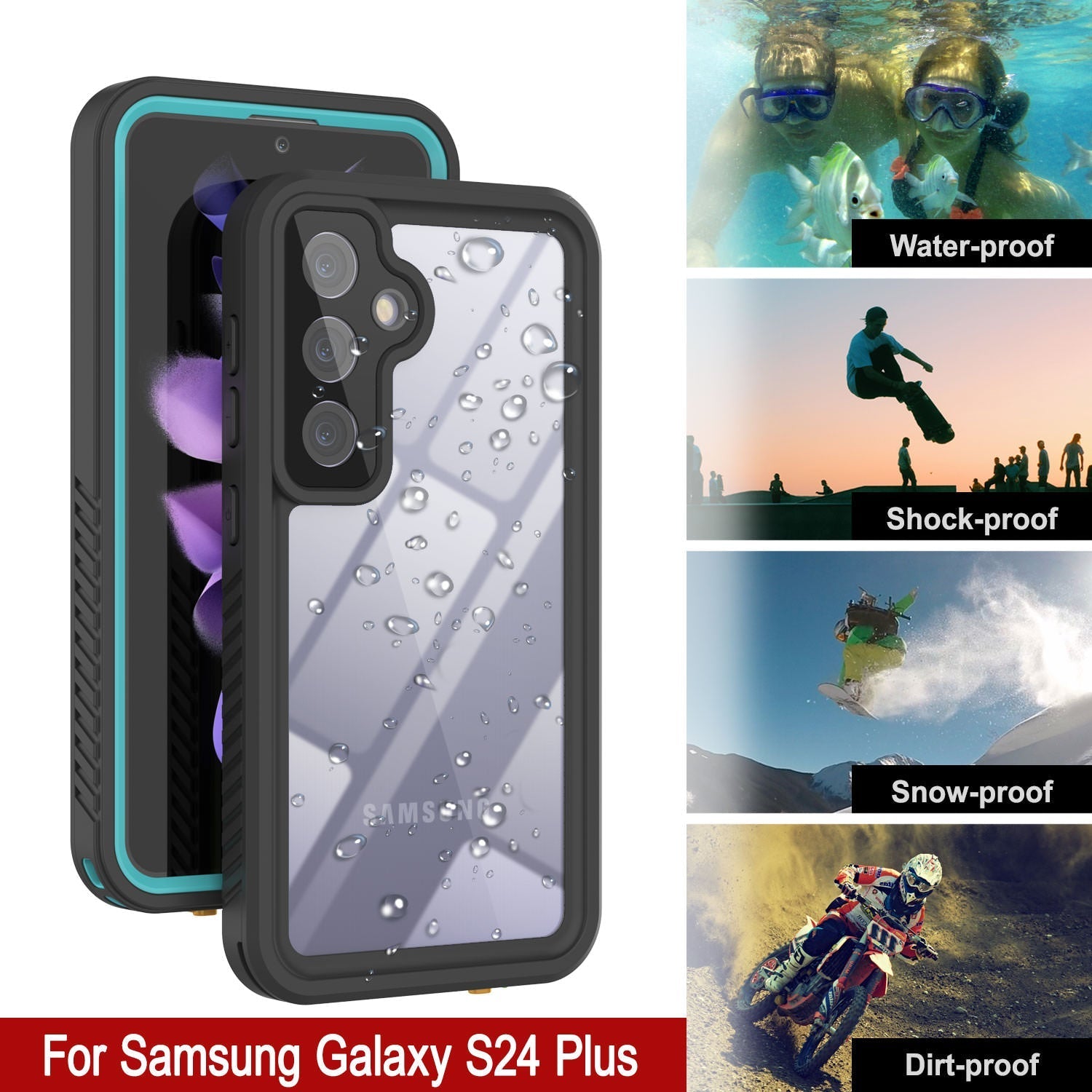Galaxy S24+ Plus Water/ Shock/ Snowproof [Extreme Series]  Screen Protector Case [Teal]