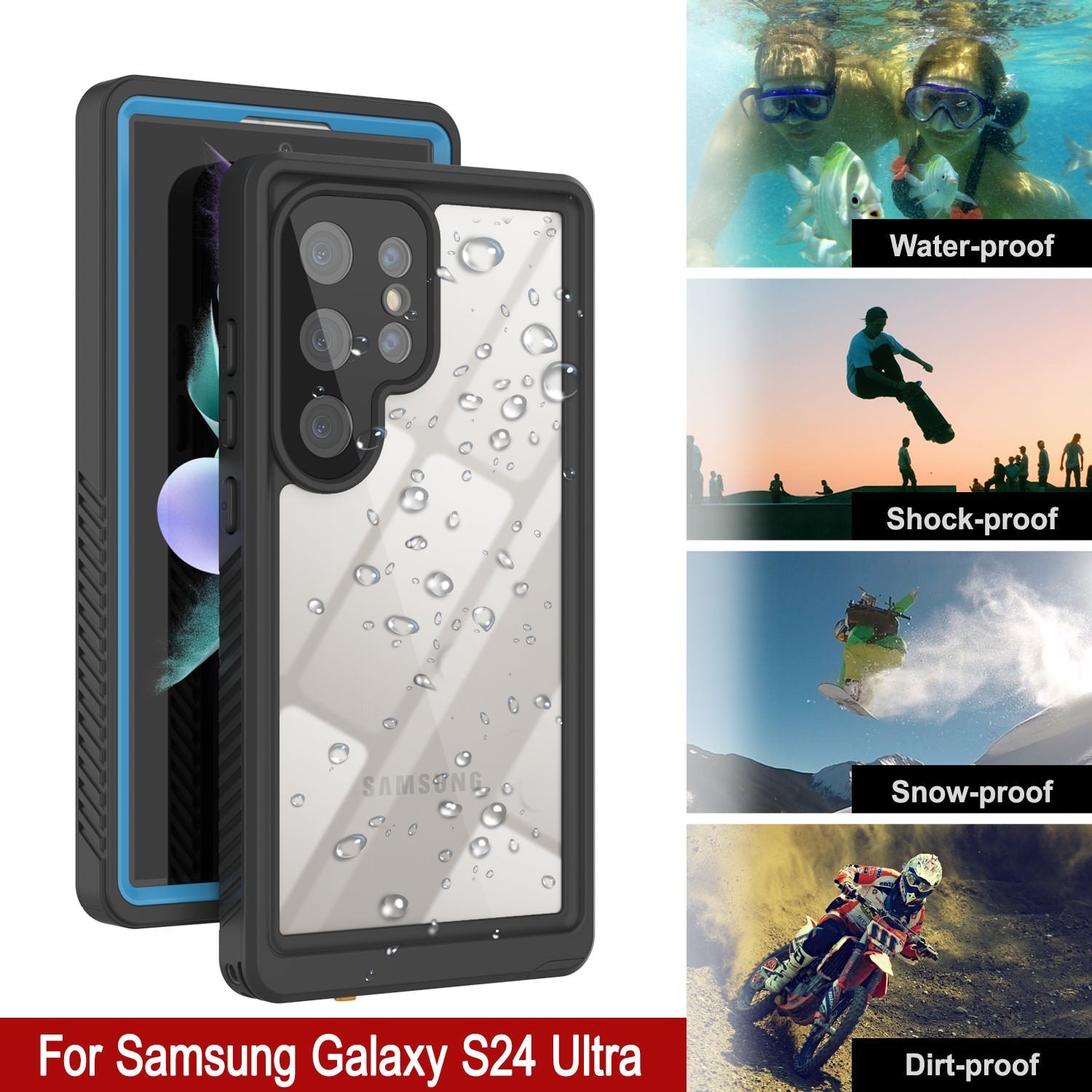 Galaxy S24 Ultra Water/ Shock/ Snow/ dirt proof [Extreme Series] Slim Case [Light Blue]