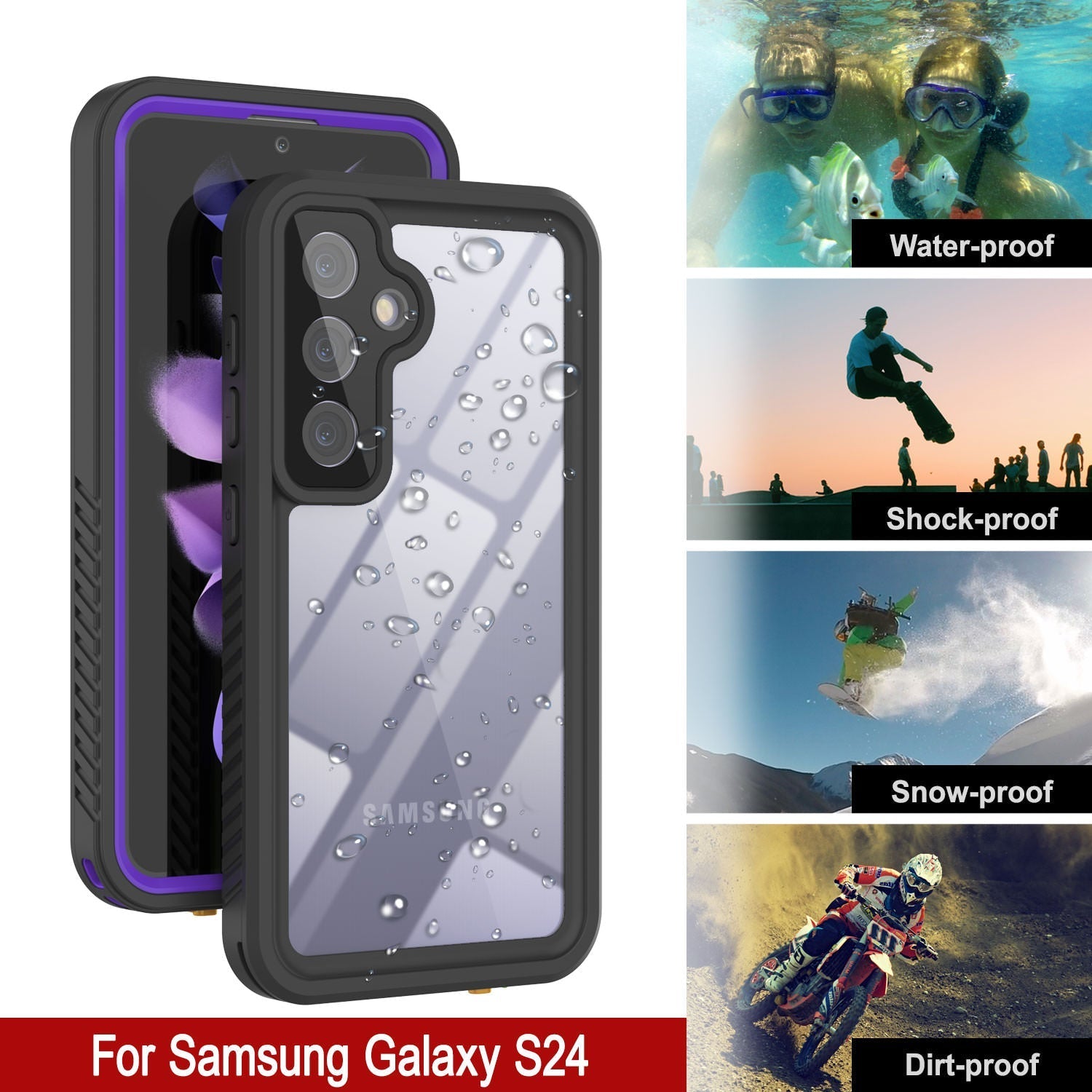 Galaxy S24 Water/ Shockproof [Extreme Series] Slim Screen Protector Case [Purple]