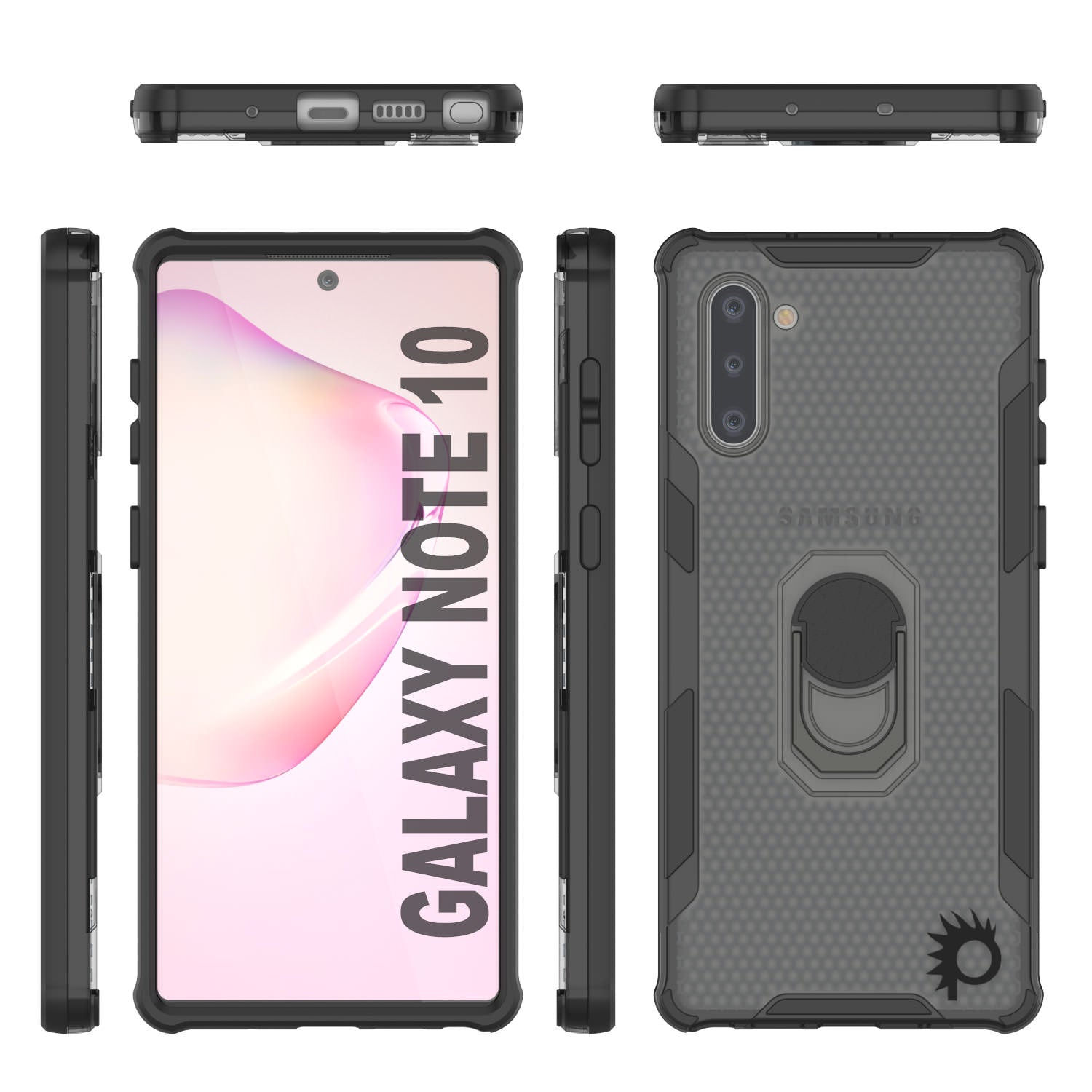 Punkcase Galaxy Note 10 Case [Magnetix 2.0 Series] Clear Protective TPU Cover W/Kickstand [Black]