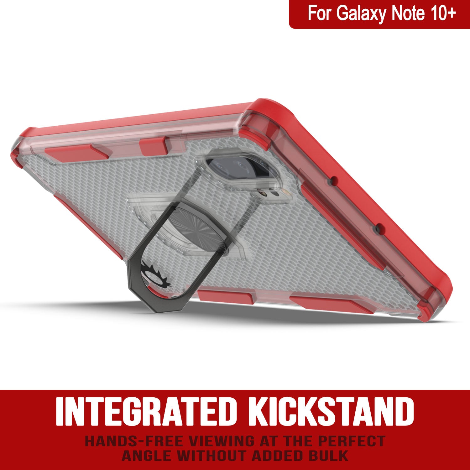 Punkcase Galaxy Note 10 Plus Case [Magnetix 2.0 Series] Clear Protective TPU Cover W/Kickstand [Red]