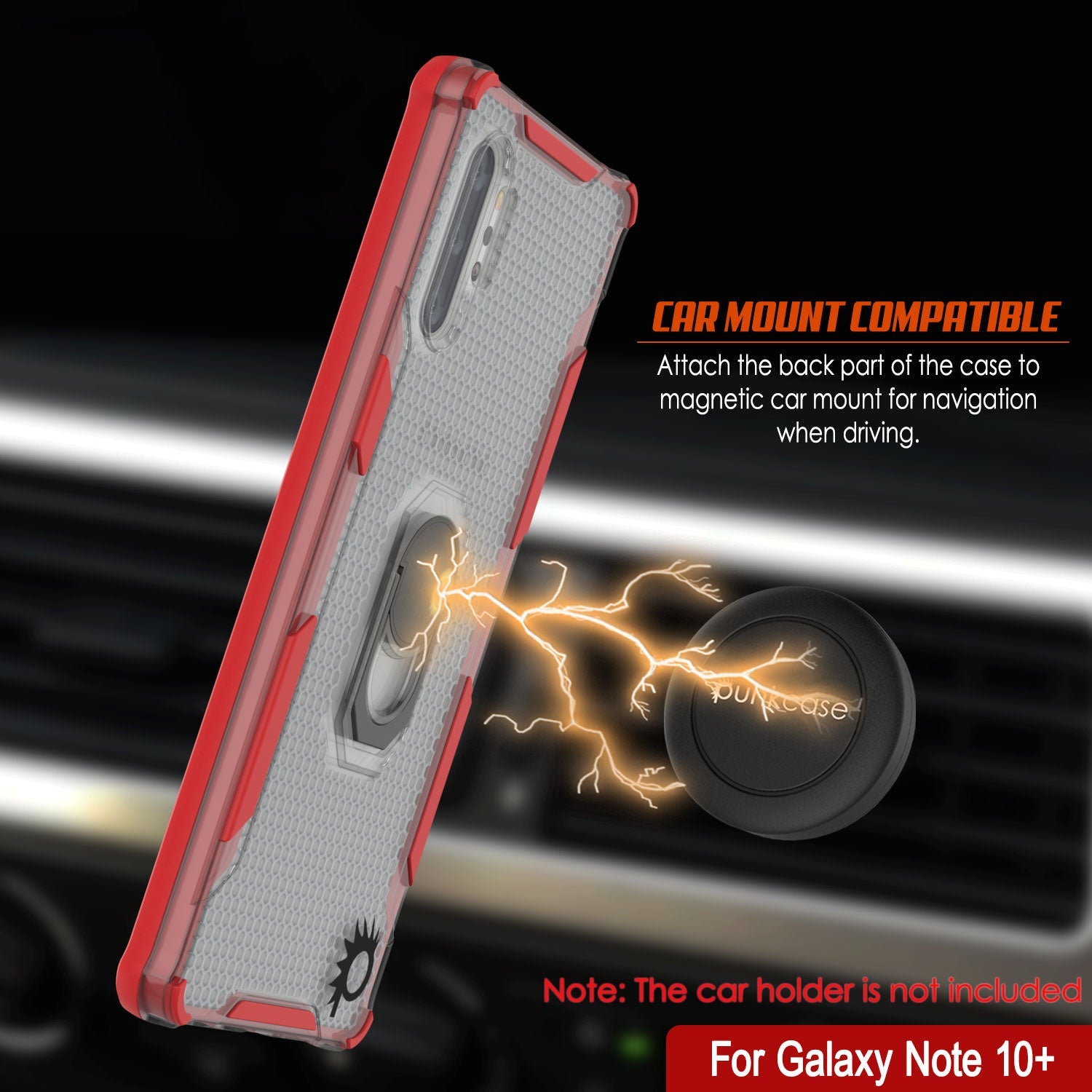 Punkcase Galaxy Note 10 Plus Case [Magnetix 2.0 Series] Clear Protective TPU Cover W/Kickstand [Red]