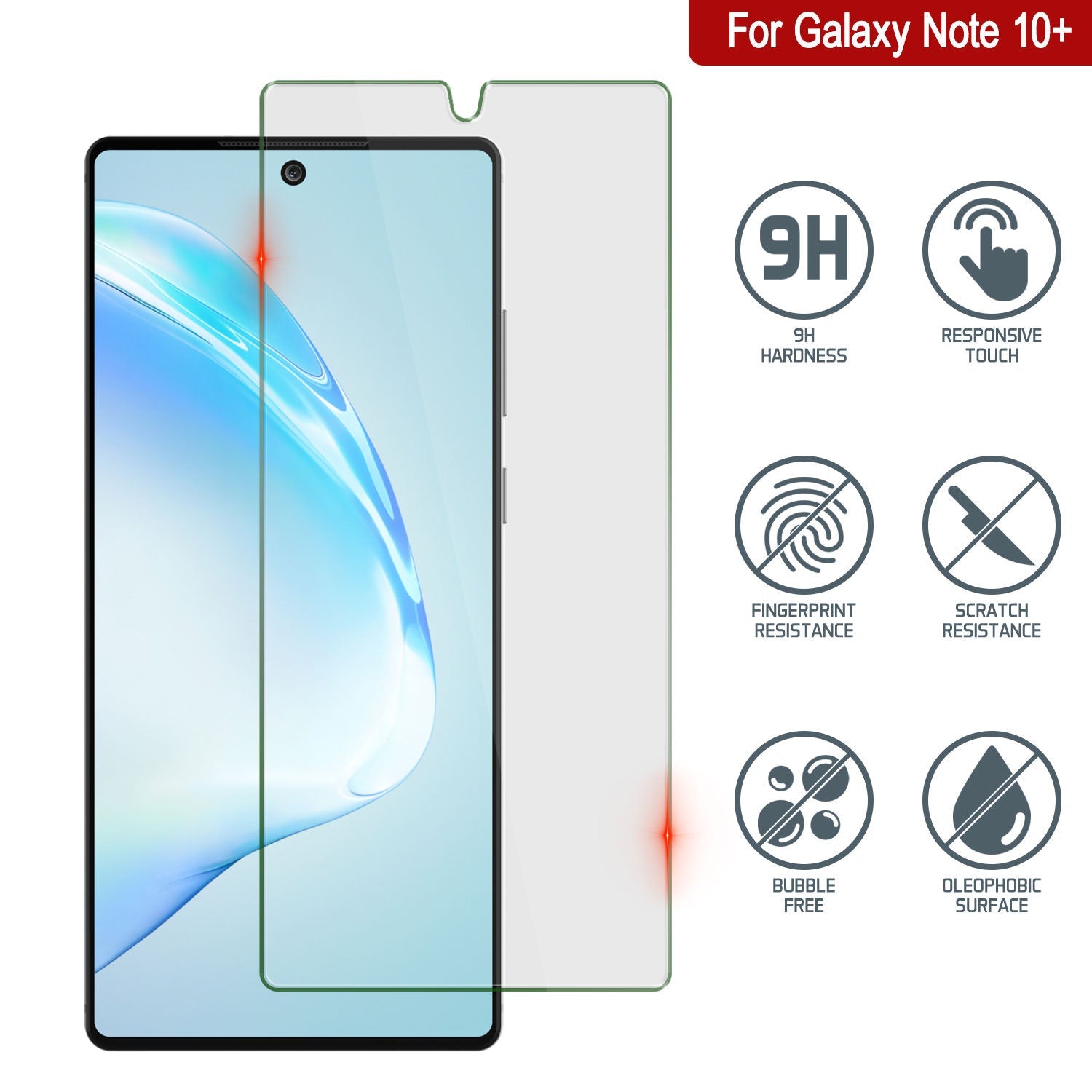 Galaxy Note 10+ Plus Black Punkcase Glass SHIELD Tempered Glass Screen Protector 0.33mm Thick 9H Glass