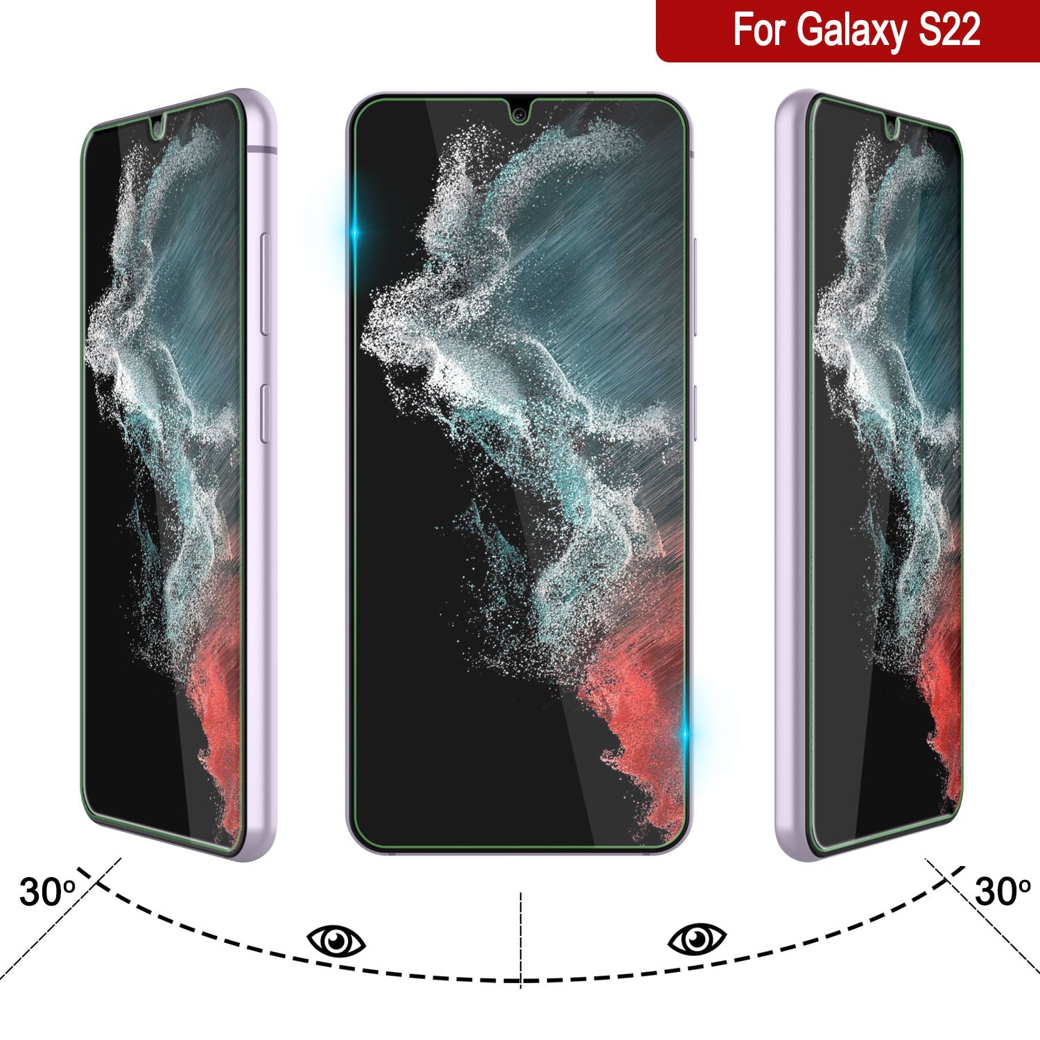Galaxy S22  White Punkcase Glass SHIELD Tempered Glass Screen Protector 0.33mm Thick 9H Glass