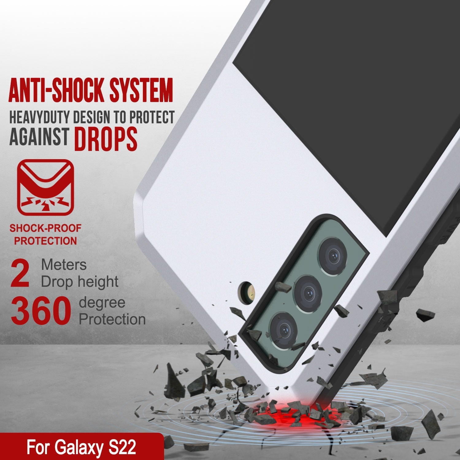 Galaxy S22 Metal Case, Heavy Duty Military Grade Rugged Armor Cover [White]