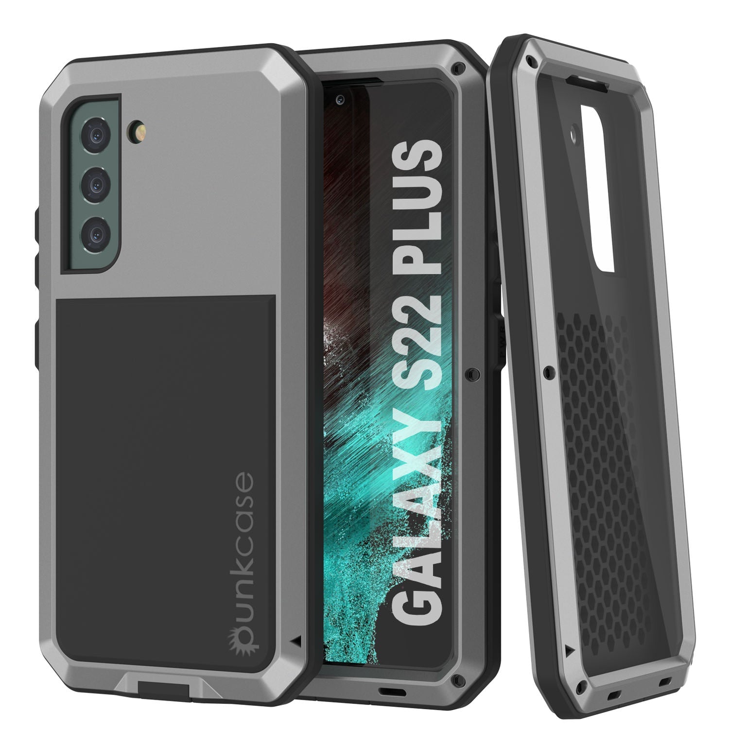 Galaxy S22+ Plus Metal Case, Heavy Duty Military Grade Rugged Armor Cover [Silver]
