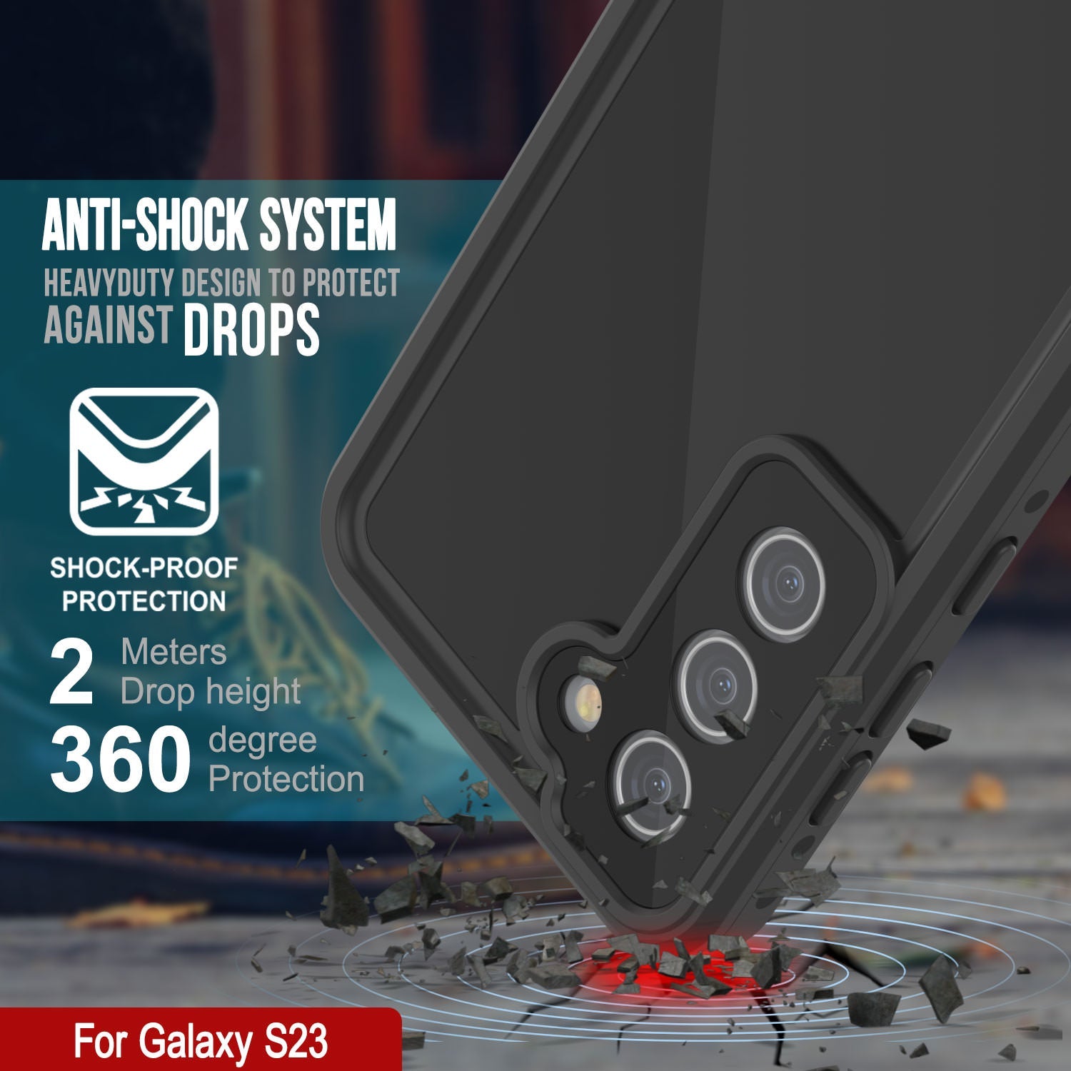 Galaxy S24 Waterproof Case PunkCase StudStar Black Thin 6.2ft Underwater IP68 Shock/Snow Proof