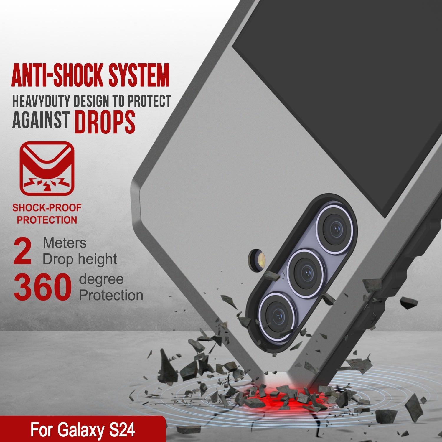 Galaxy S24 Metal Case, Heavy Duty Military Grade Armor Cover [shock proof] Full Body Hard [Silver]