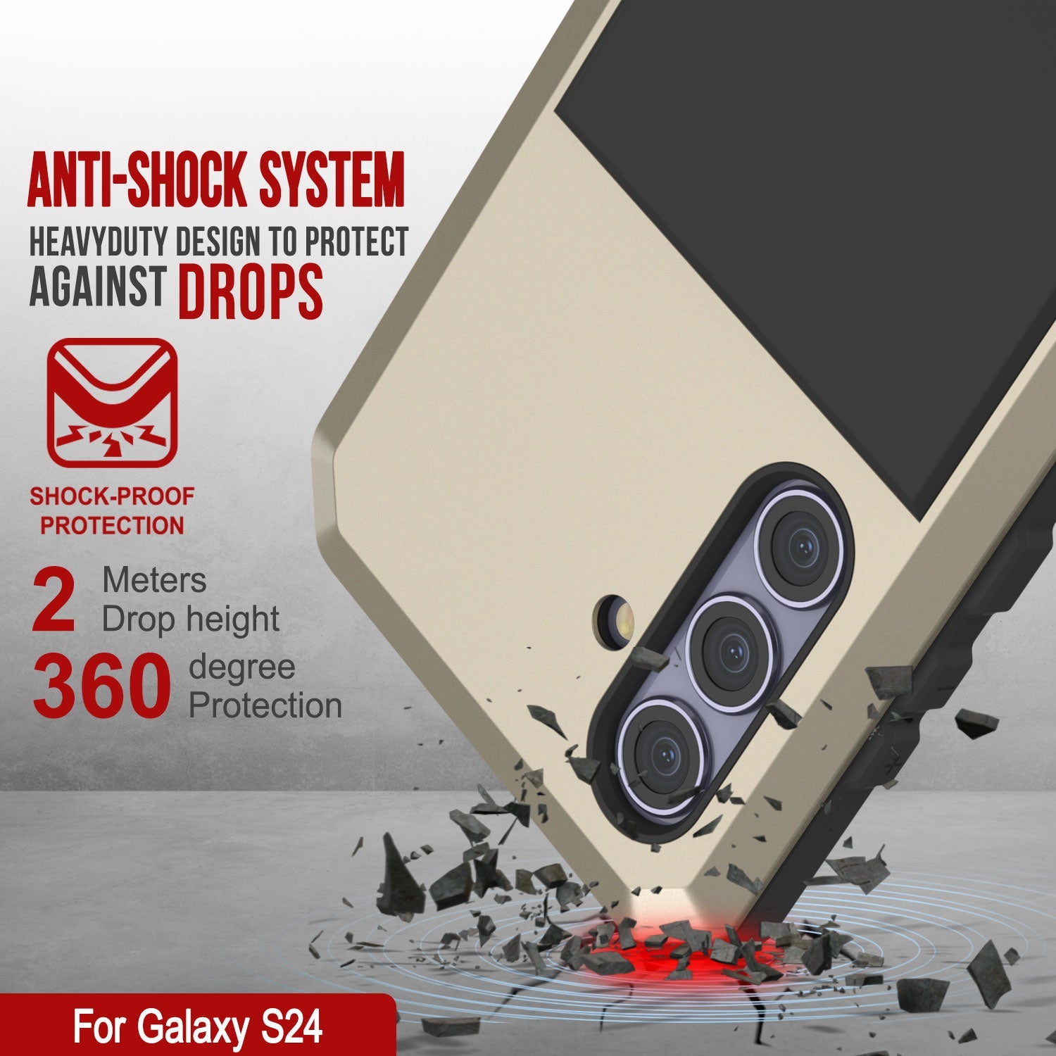 Galaxy S24 Metal Case, Heavy Duty Military Grade Armor Cover [shock proof] Full Body Hard [Gold]