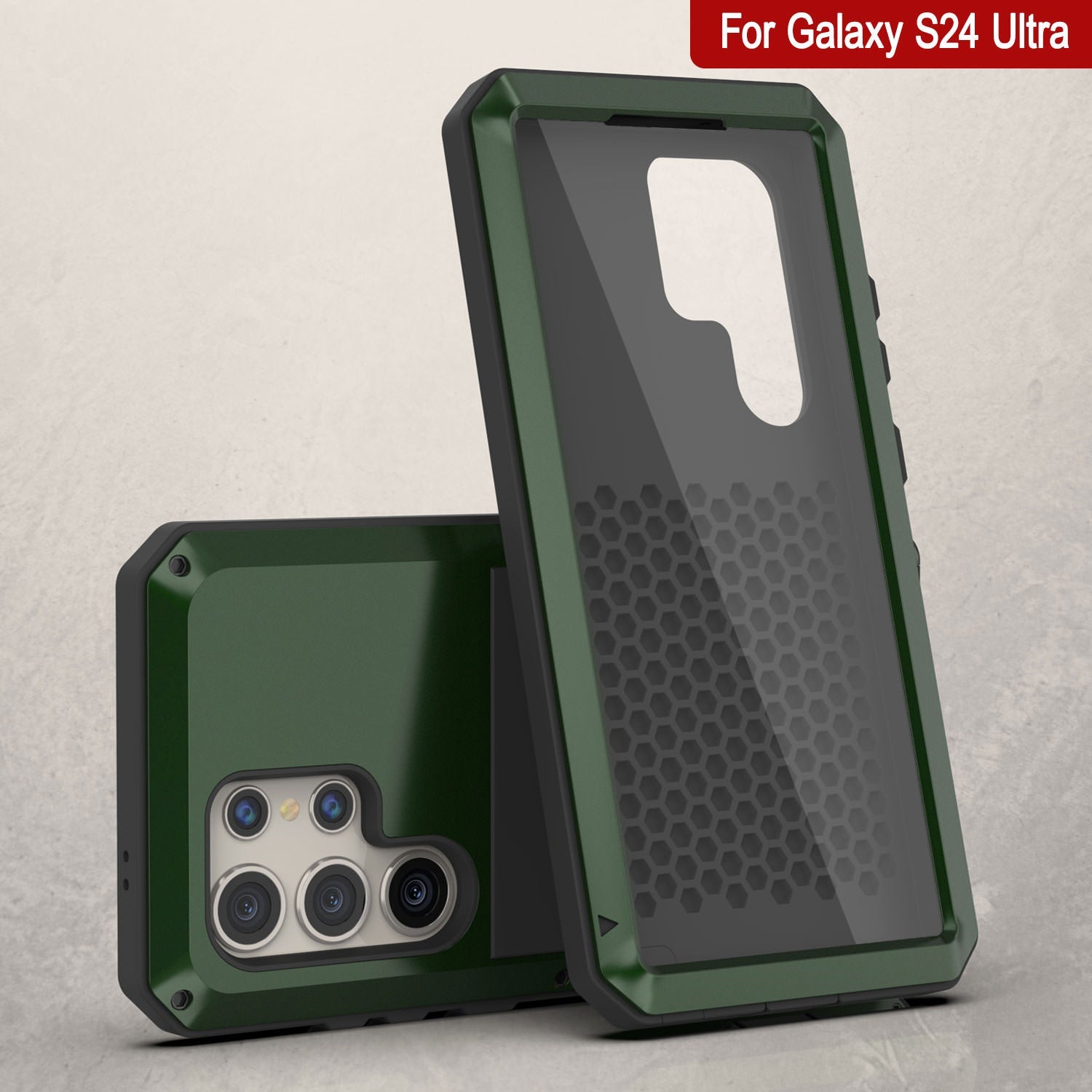 Galaxy S24 Ultra Metal Case, Heavy Duty Military Grade Armor Cover [shock proof] Full Body Hard [Dark Green]