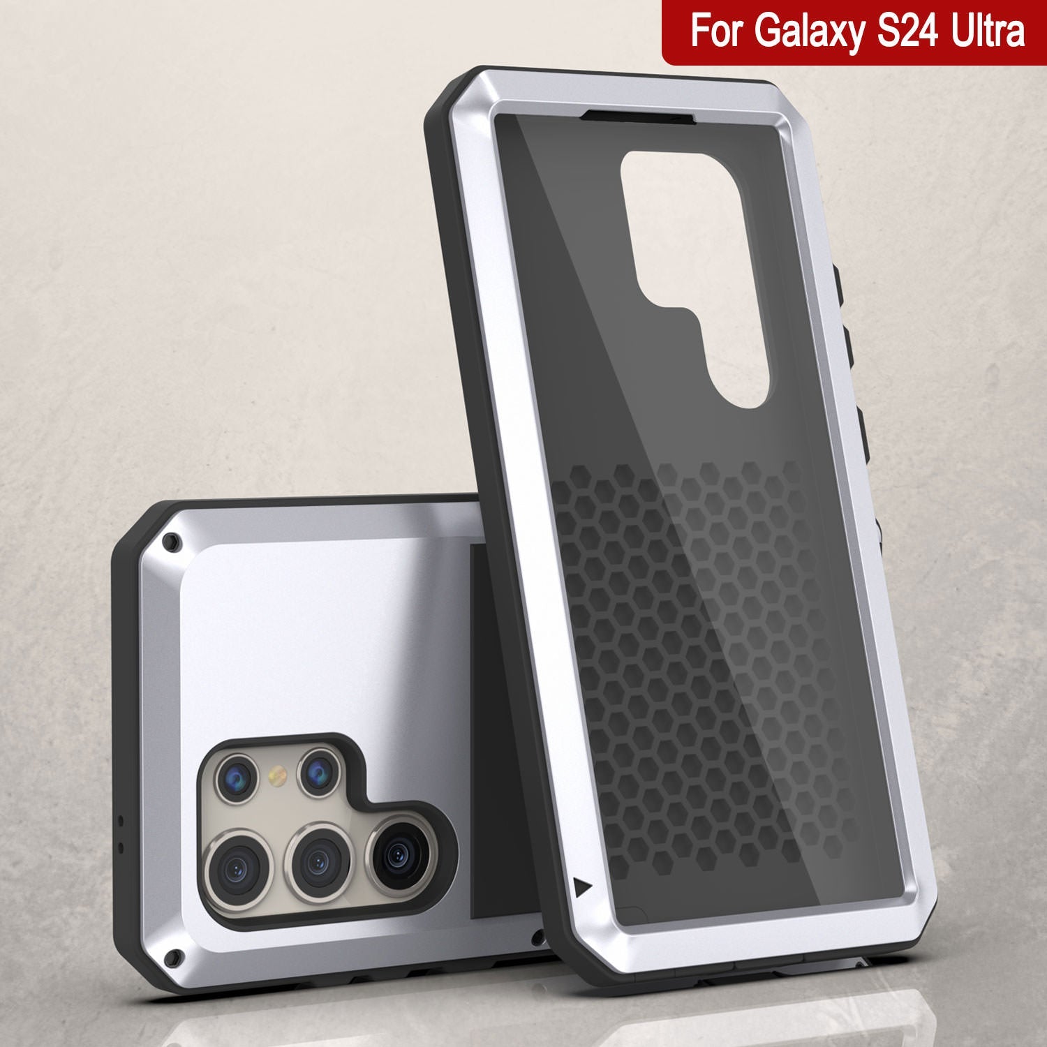 Galaxy S24 Ultra Metal Case, Heavy Duty Military Grade Armor Cover [shock proof] Full Body Hard [White]