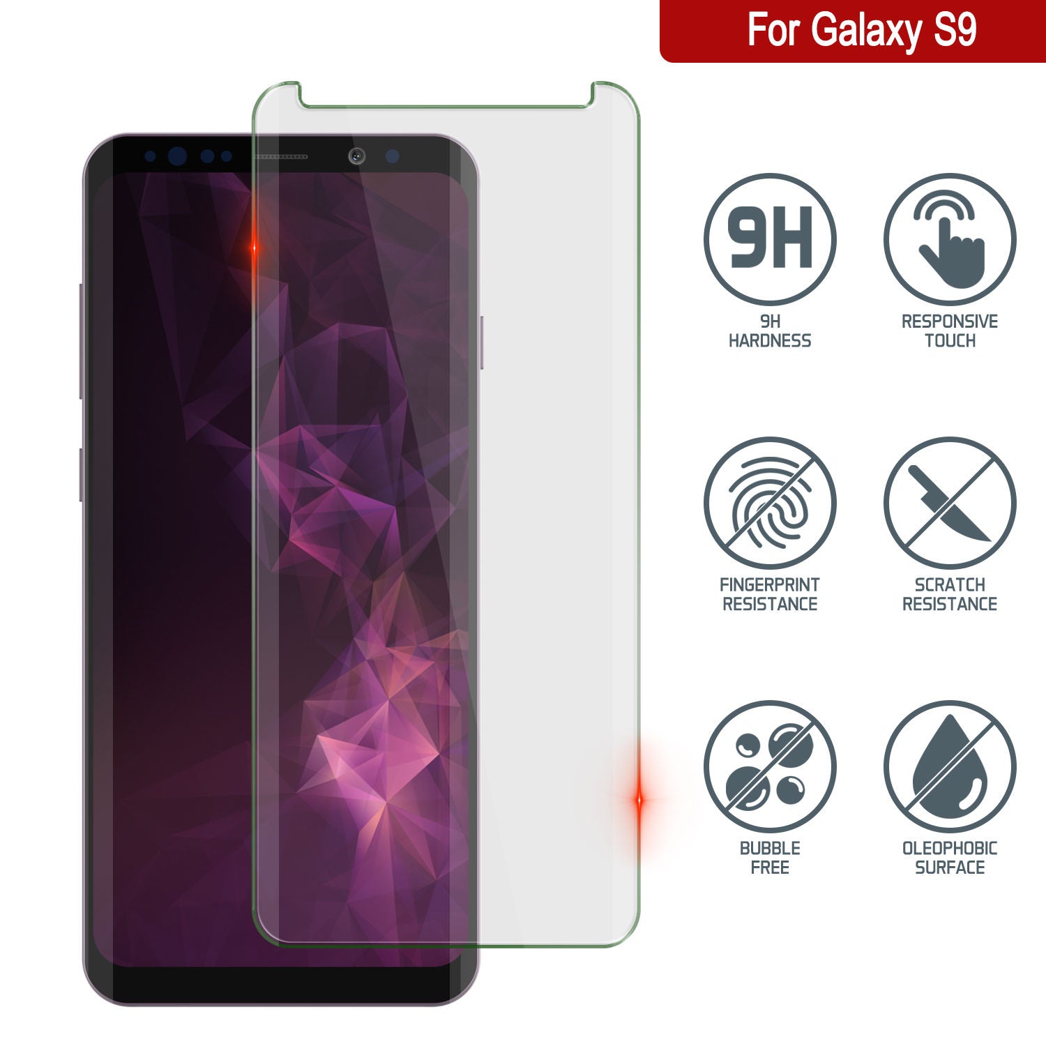 Galaxy S9  White Punkcase Glass SHIELD Tempered Glass Screen Protector 0.33mm Thick 9H Glass