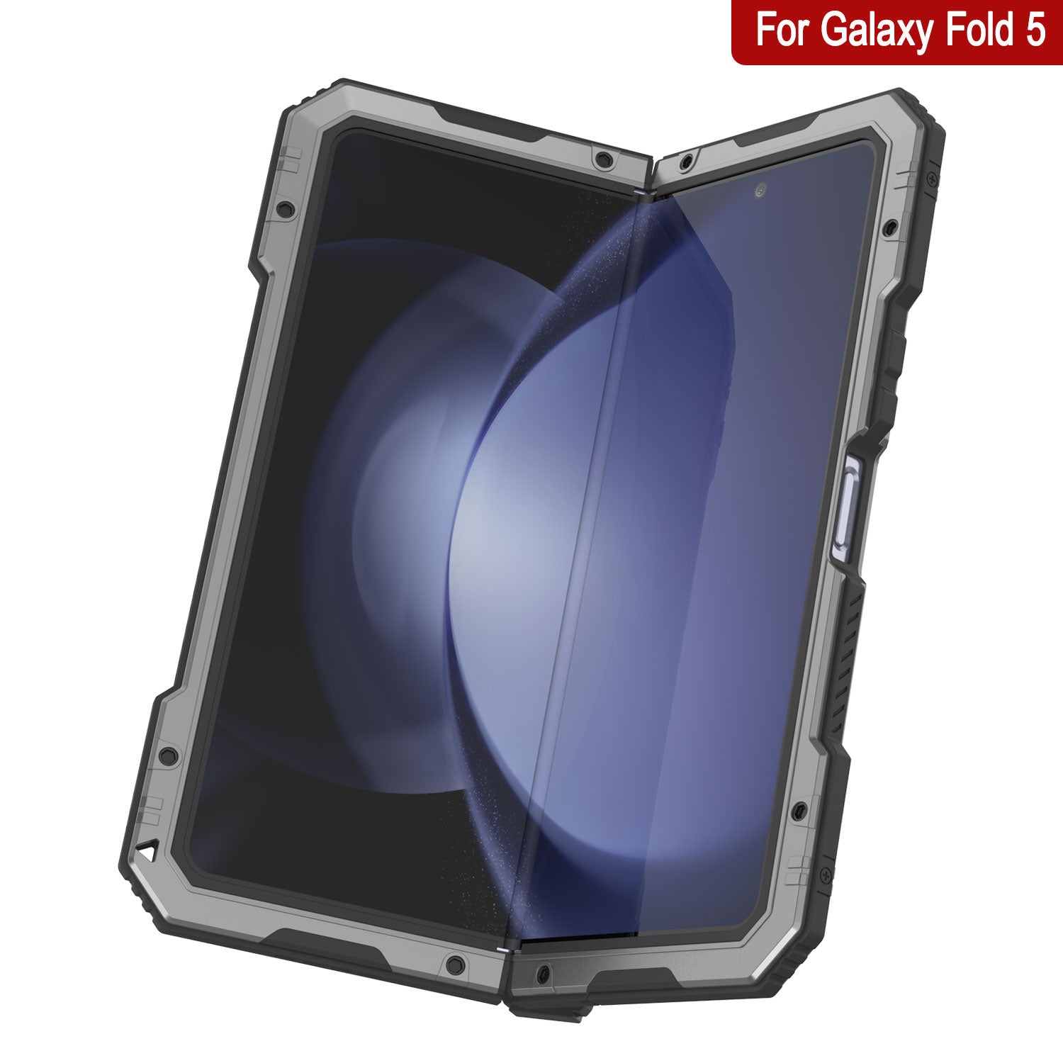 Galaxy Z Fold5 Metal Case, Heavy Duty Military Grade Armor Cover Full Body Hard [Silver]