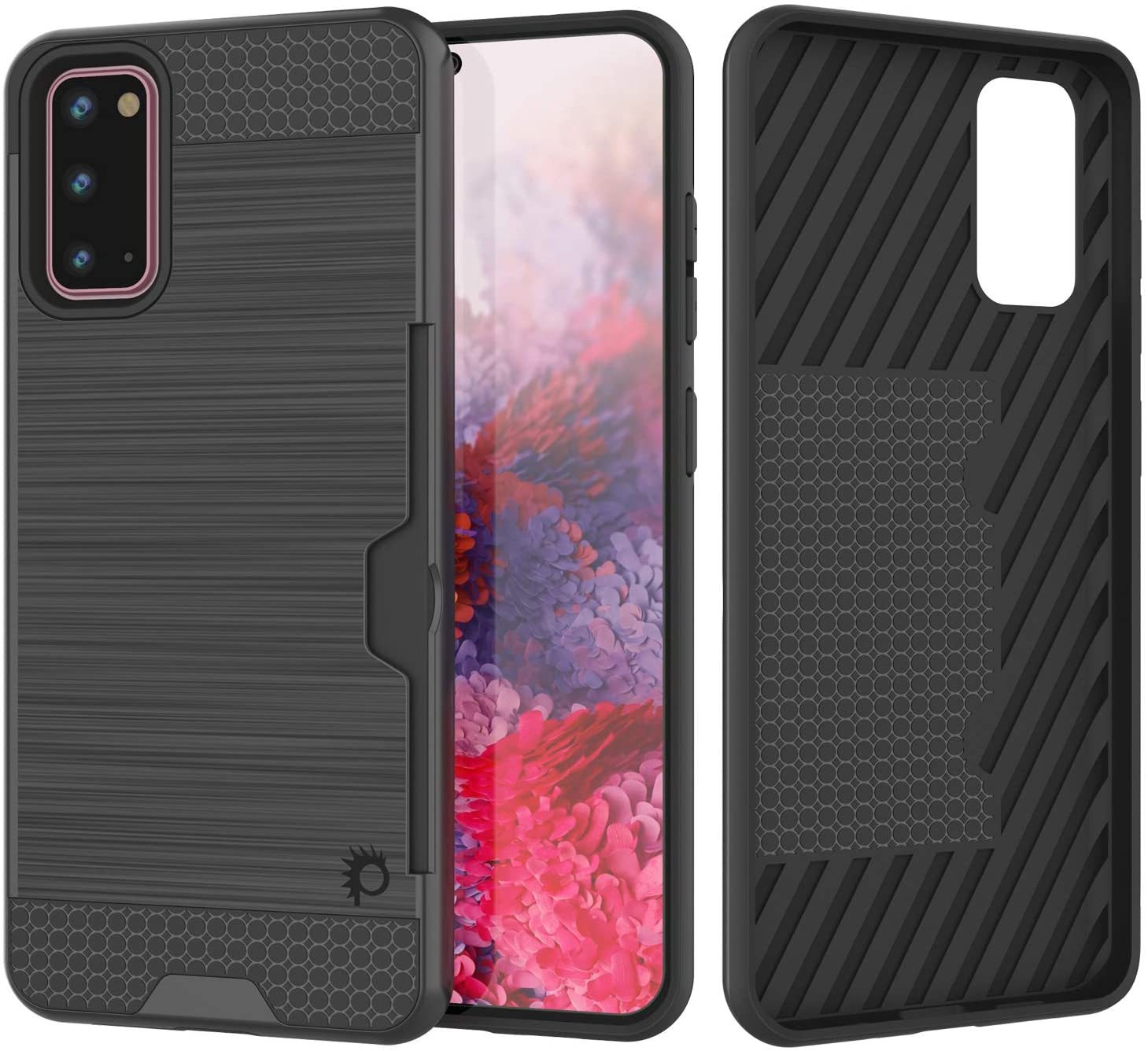 Galaxy S20 Case, PUNKcase [SLOT Series] [Slim Fit] Dual-Layer Armor Cover w/Integrated Anti-Shock System, Credit Card Slot [Grey]