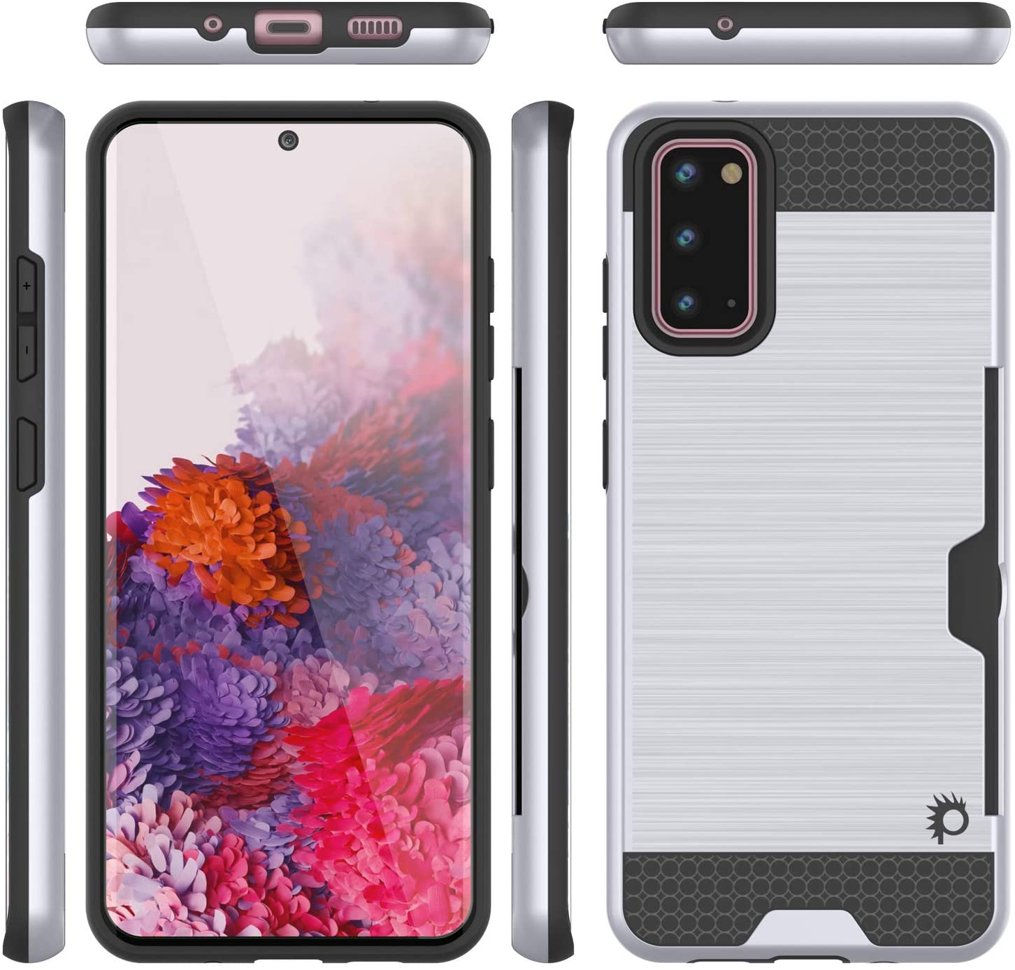 Galaxy S20 Case, PUNKcase [SLOT Series] [Slim Fit] Dual-Layer Armor Cover w/Integrated Anti-Shock System, Credit Card Slot [White]