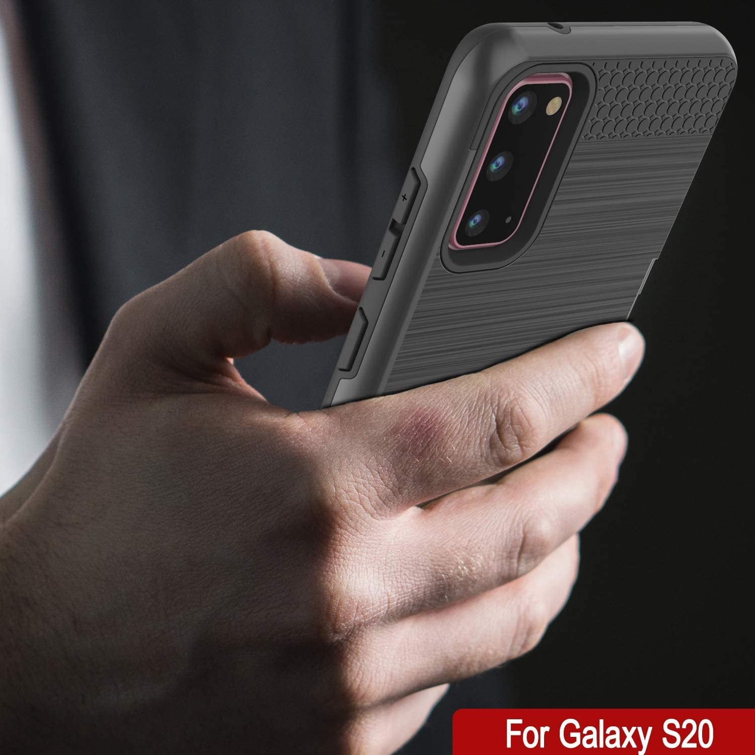 Galaxy S20 Case, PUNKcase [SLOT Series] [Slim Fit] Dual-Layer Armor Cover w/Integrated Anti-Shock System, Credit Card Slot [Grey]