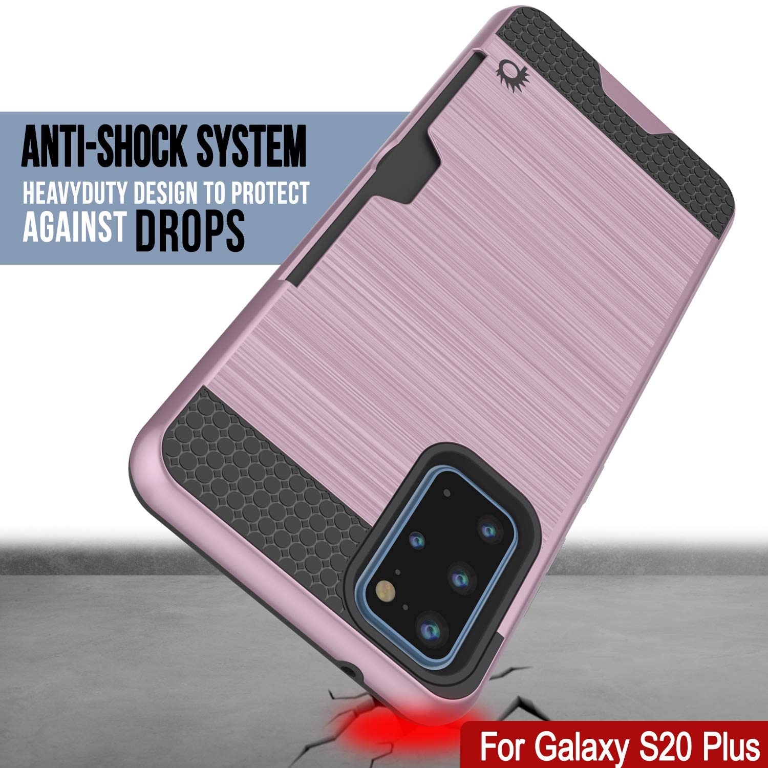 Galaxy S20+ Plus  Case, PUNKcase [SLOT Series] [Slim Fit] Dual-Layer Armor Cover w/Integrated Anti-Shock System, Credit Card Slot [Pink]