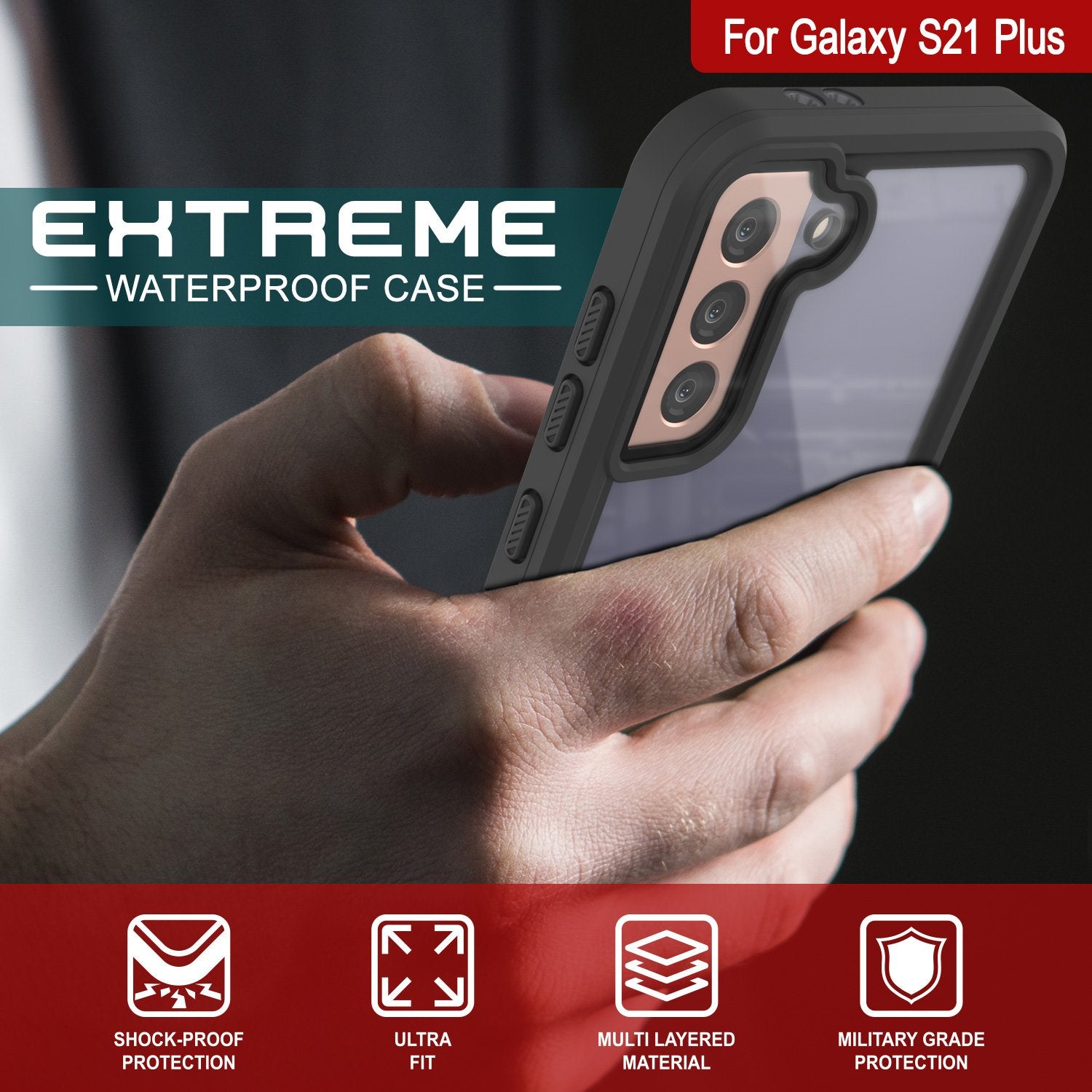 Galaxy S21+ Plus Water/Shockproof [Extreme Series] Screen Protector Case [Light Green]